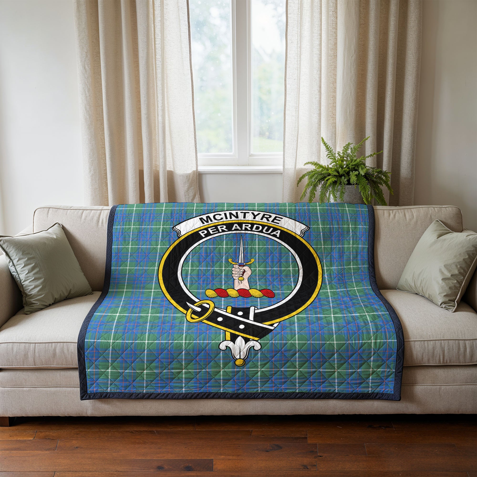McIntyre Hunting Ancient Tartan Crest Quilt