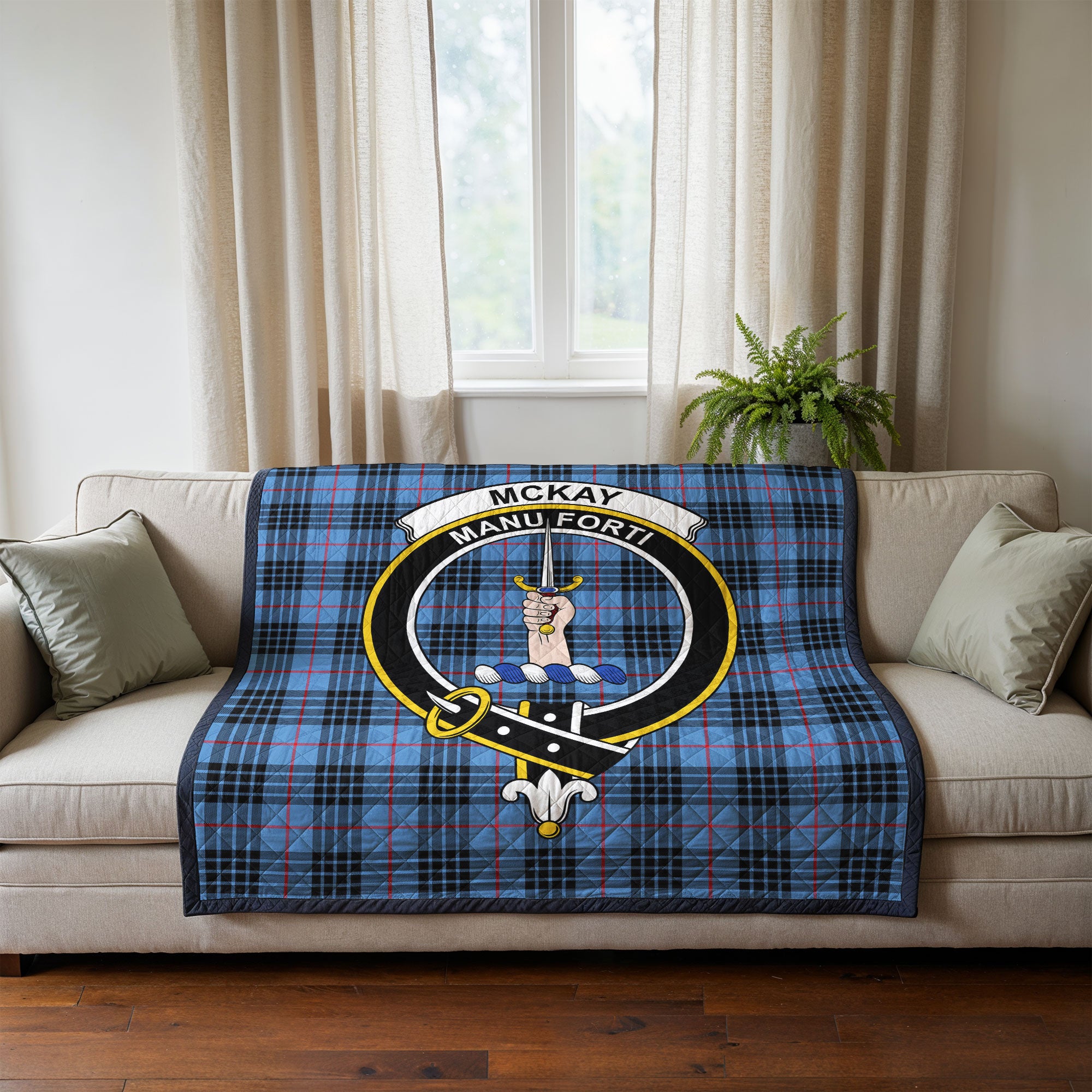 McKay Blue Tartan Crest Quilt