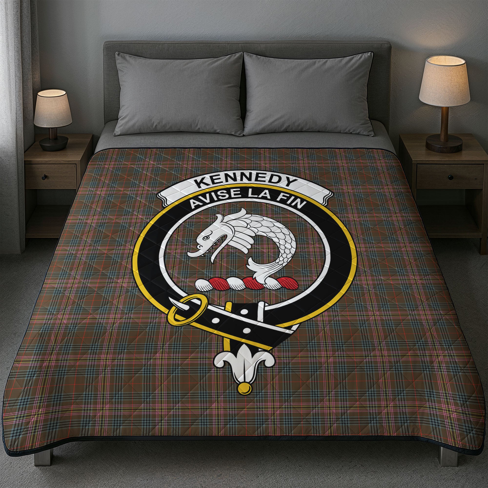 Kennedy Weathered Tartan Crest Quilt