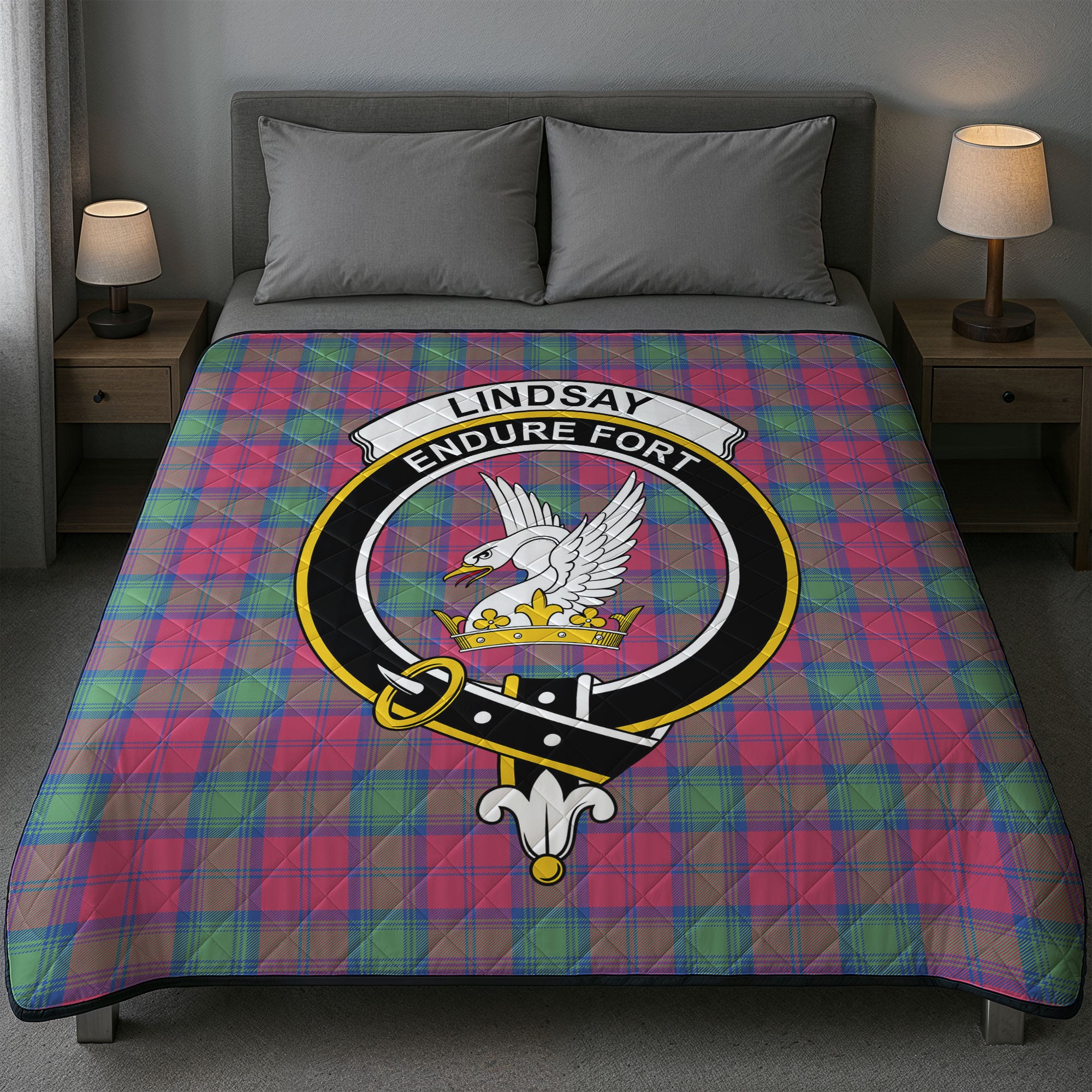 Lindsay Ancient Tartan Crest Quilt