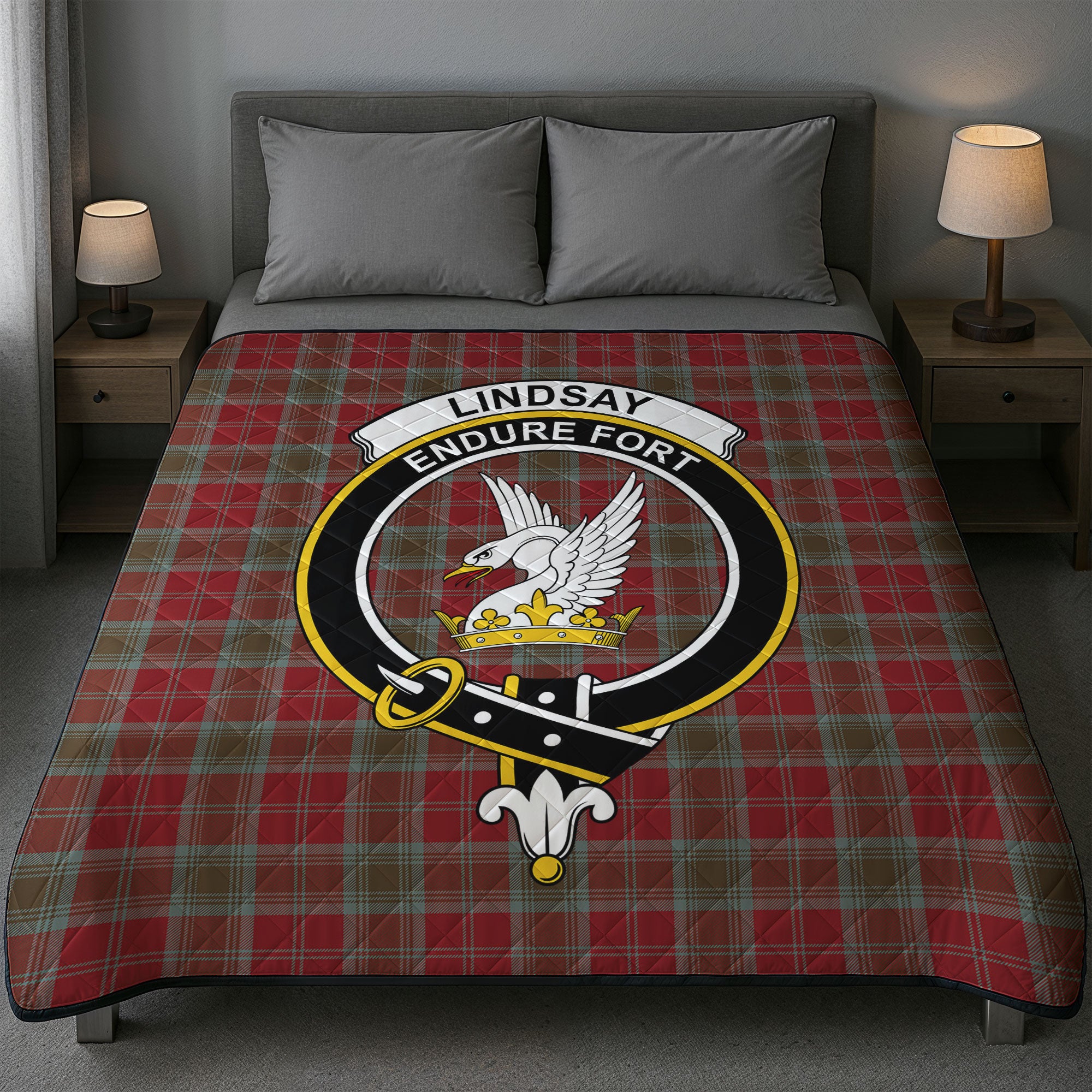 Lindsay Weathered Tartan Crest Quilt
