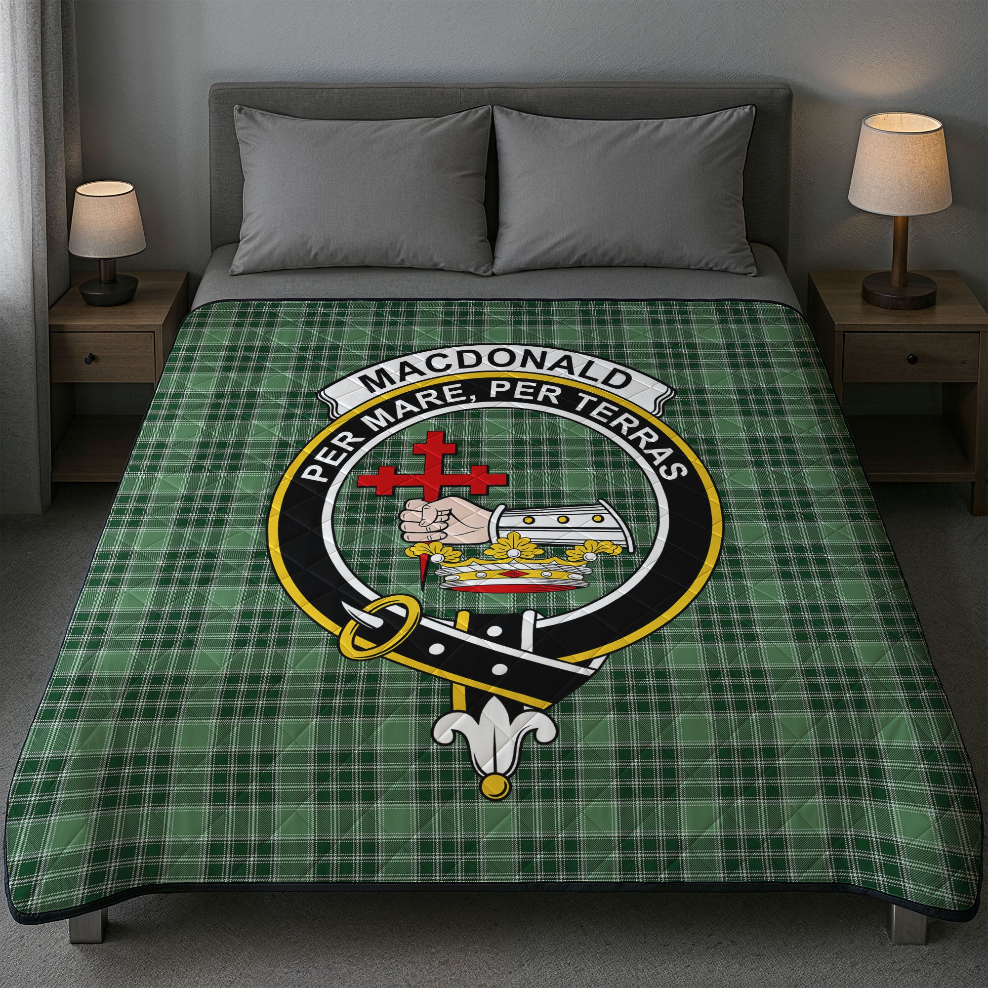 MacDonald Lord of the Isles Hunting Tartan Crest Quilt