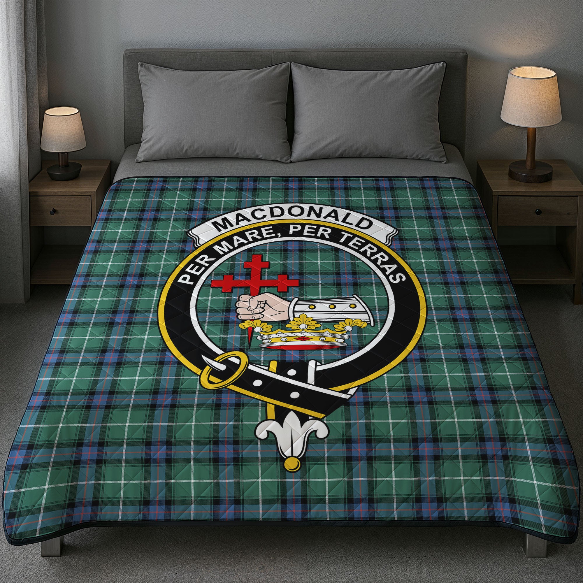 MacDonald of the Isles Hunting Ancient Tartan Crest Quilt