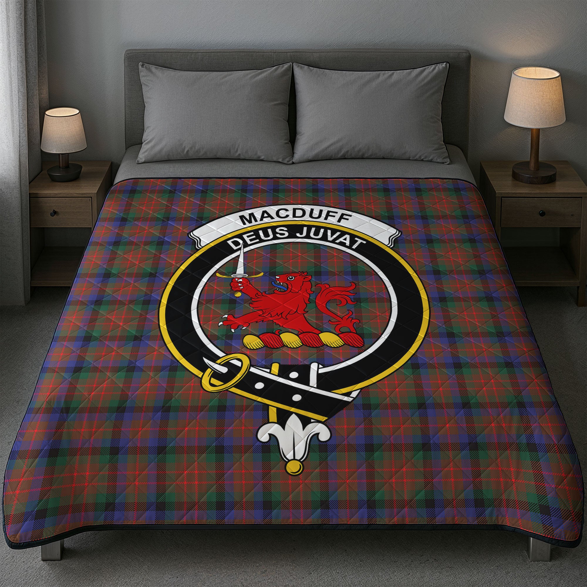 MacDuff Hunting Modern Tartan Crest Quilt