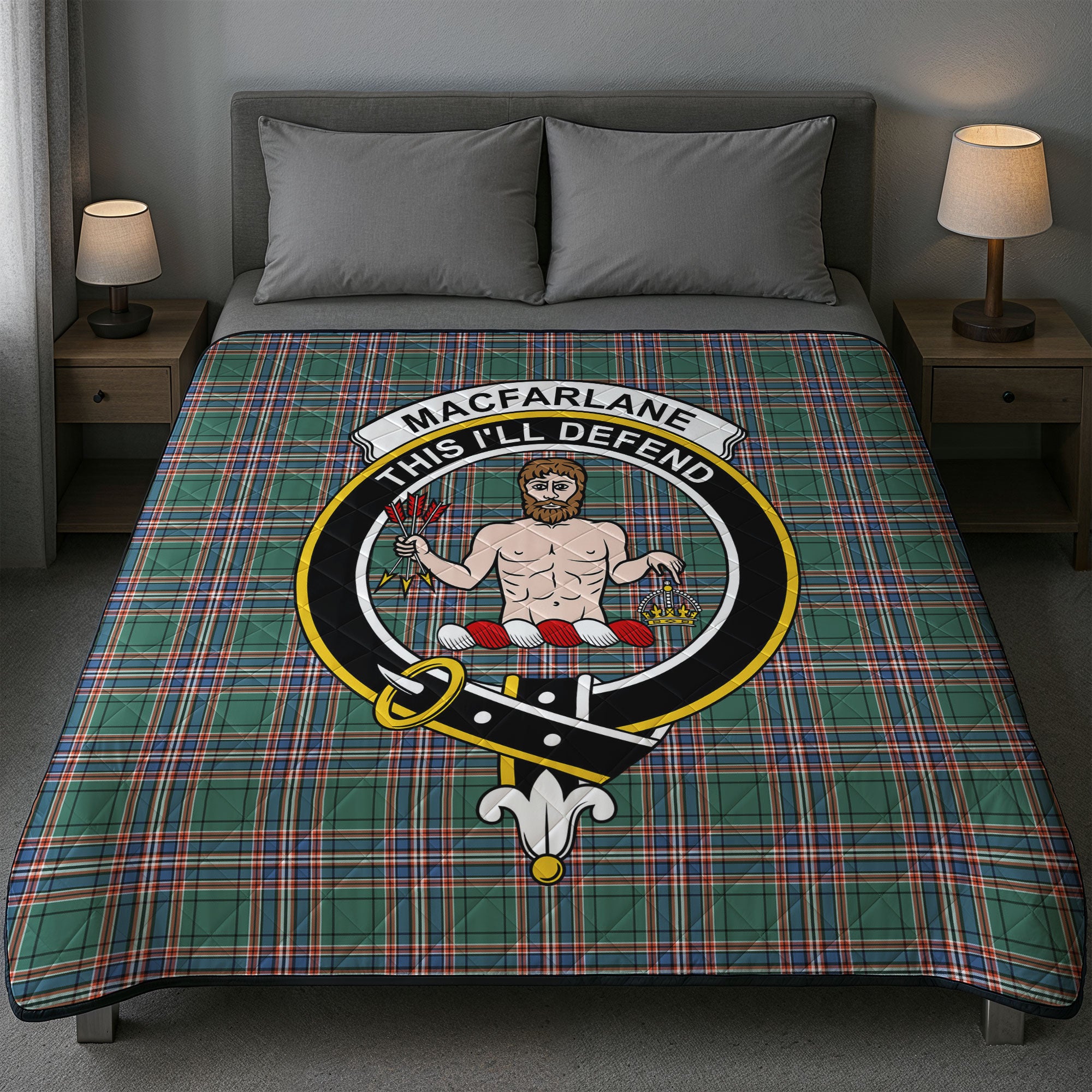 MacFarlane Hunting Ancient Tartan Crest Quilt
