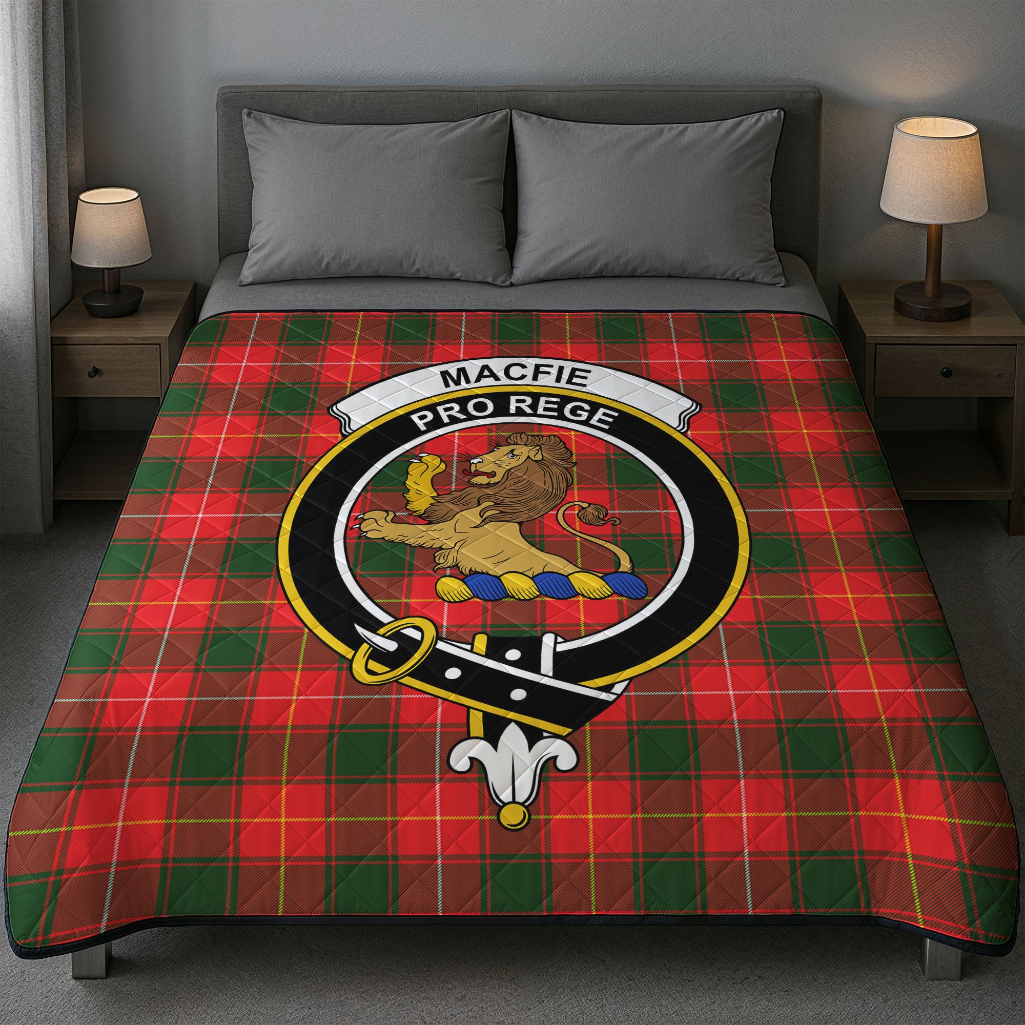MacFie Ancient Tartan Crest Quilt