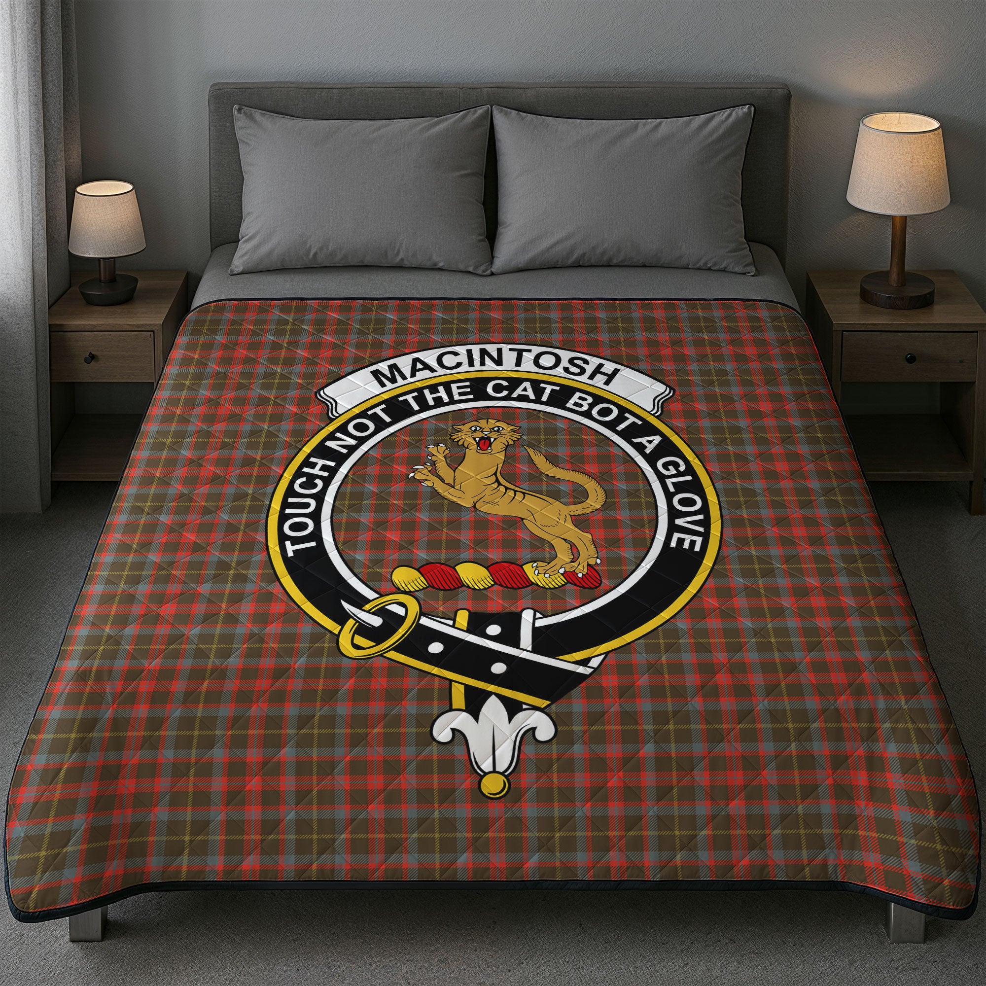 MacIntosh Hunting Weathered Tartan Crest Quilt