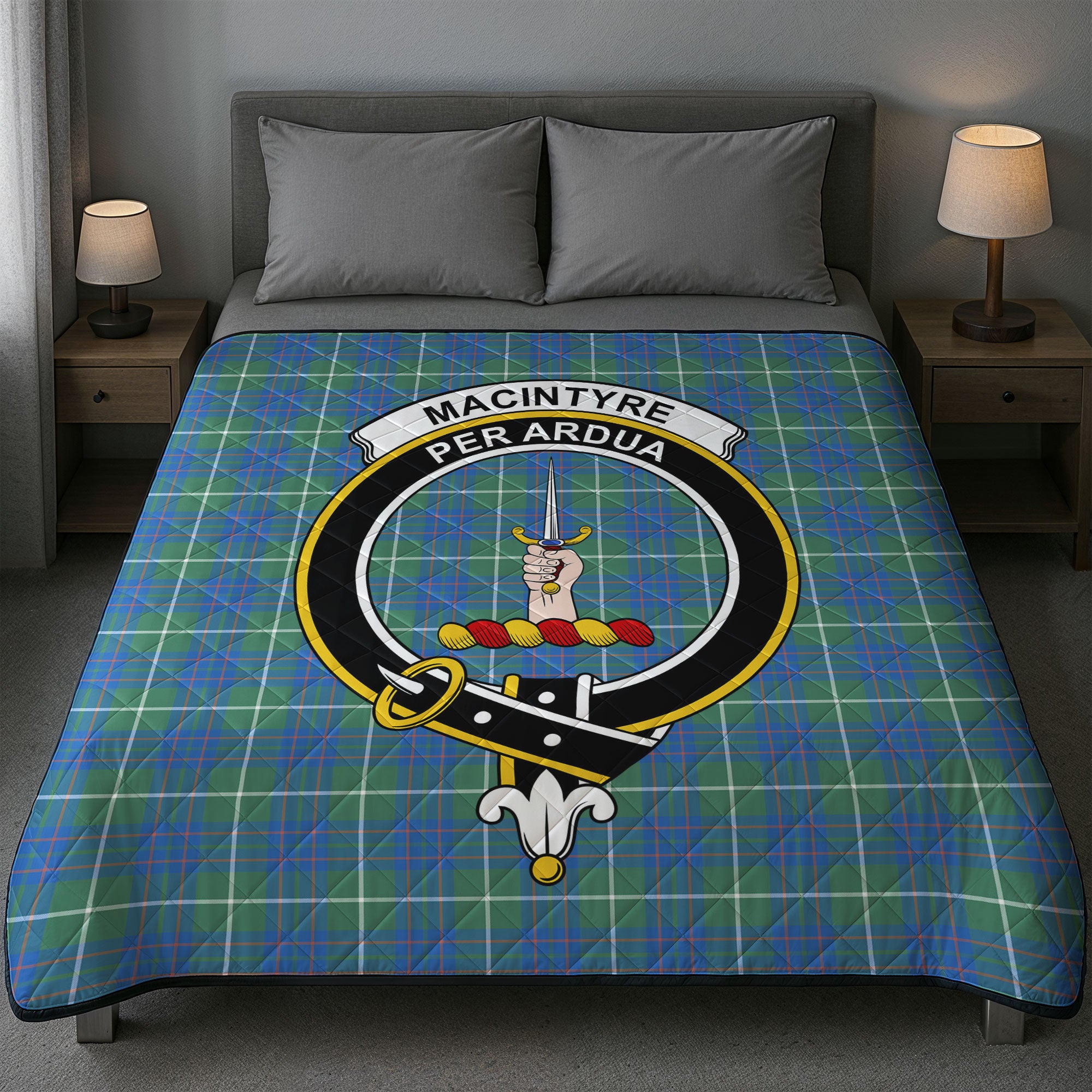 MacIntyre Hunting Ancient Tartan Crest Quilt
