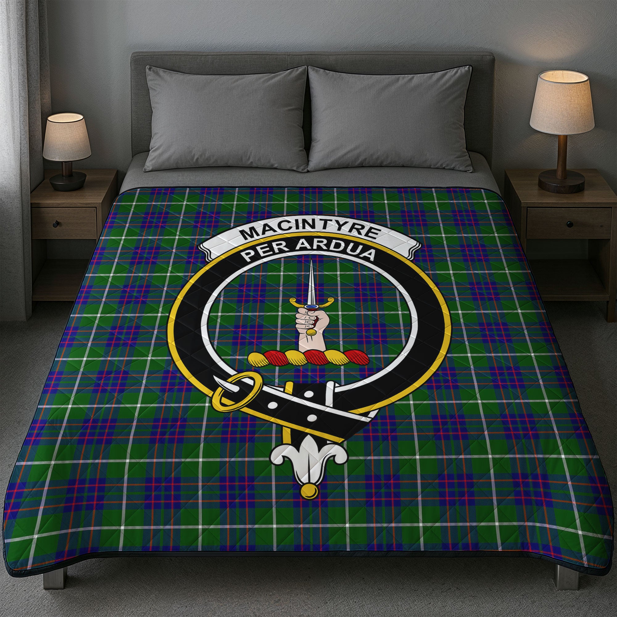 MacIntyre Hunting Modern Tartan Crest Quilt