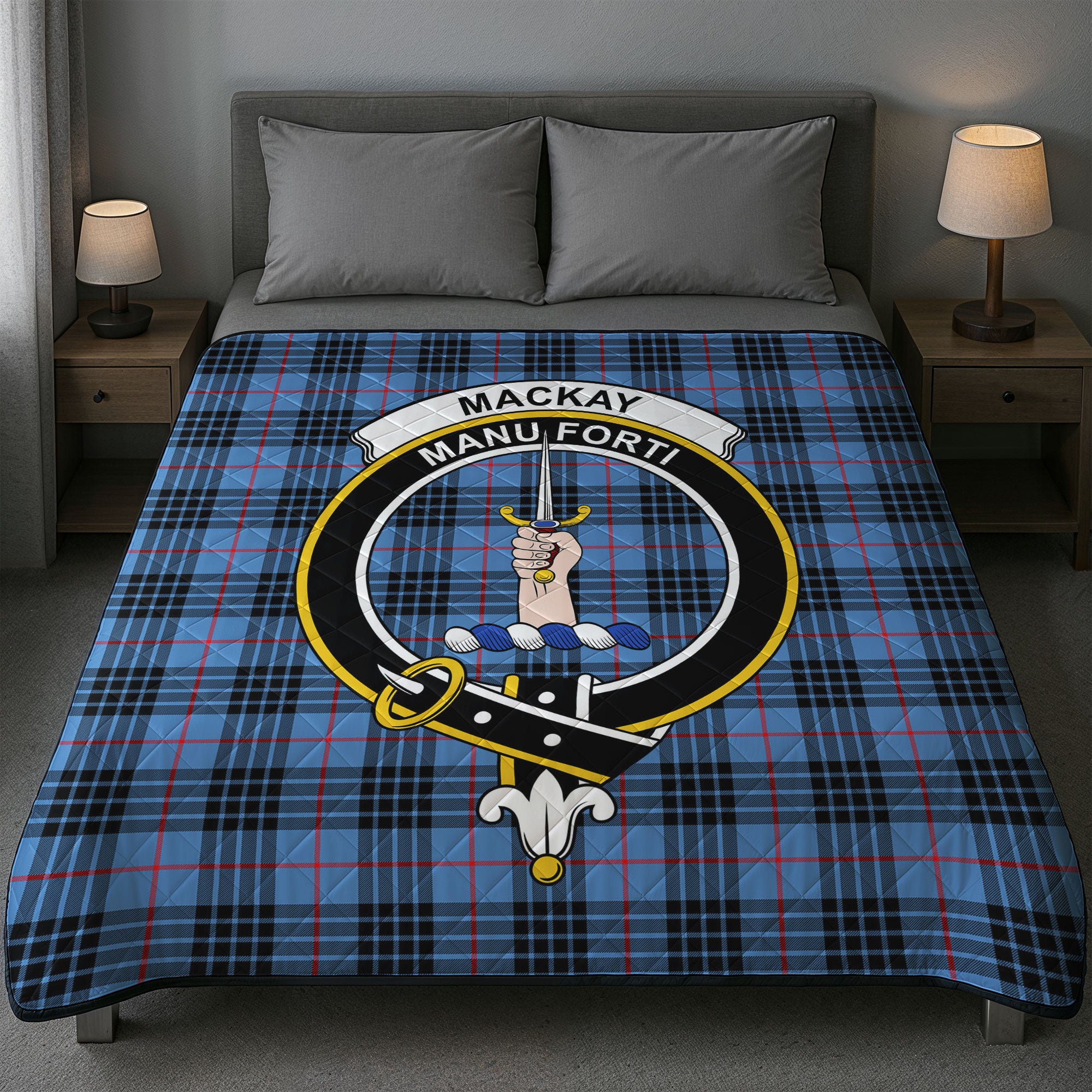 MacKay Blue Tartan Crest Quilt