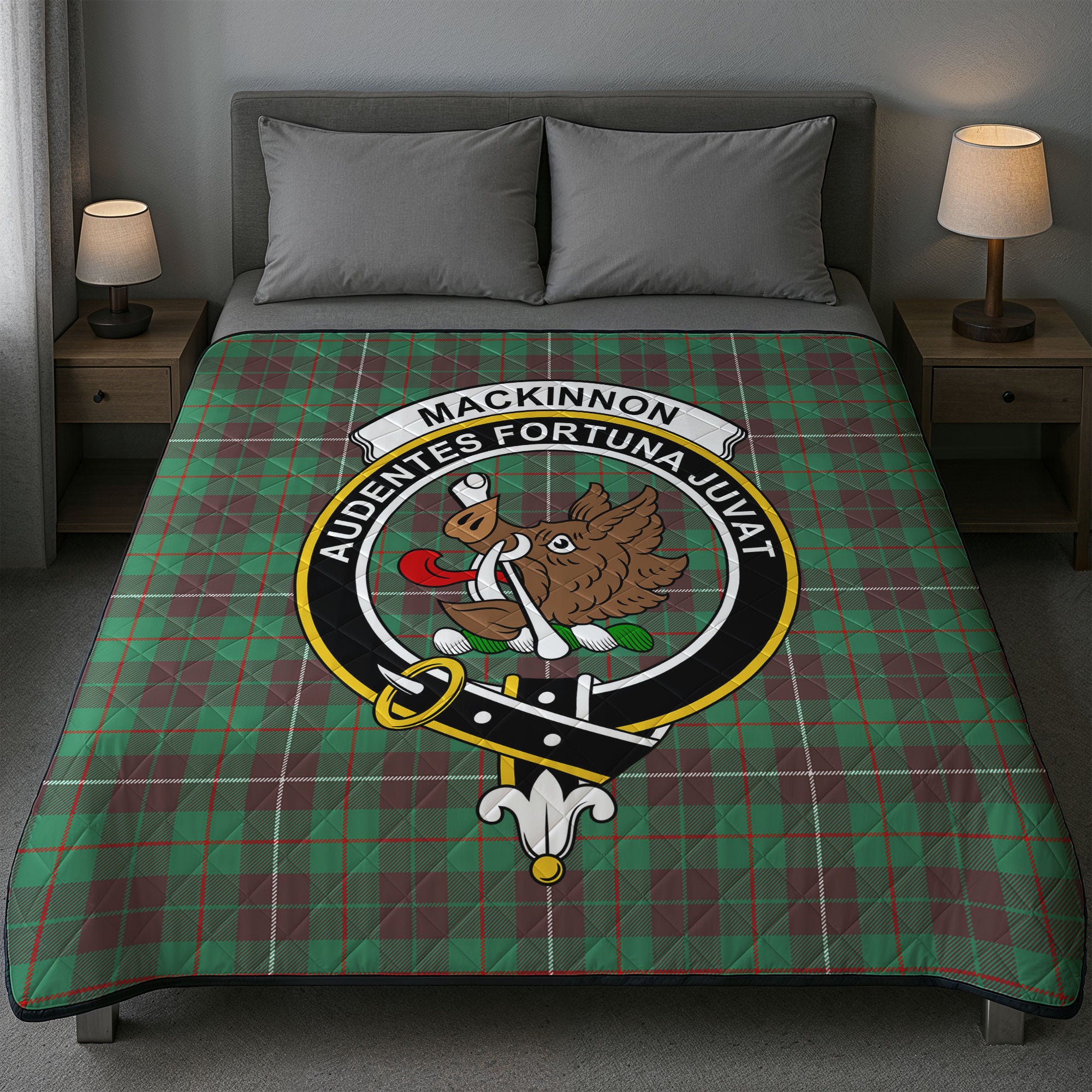 MacKinnon Hunting Ancient Tartan Crest Quilt