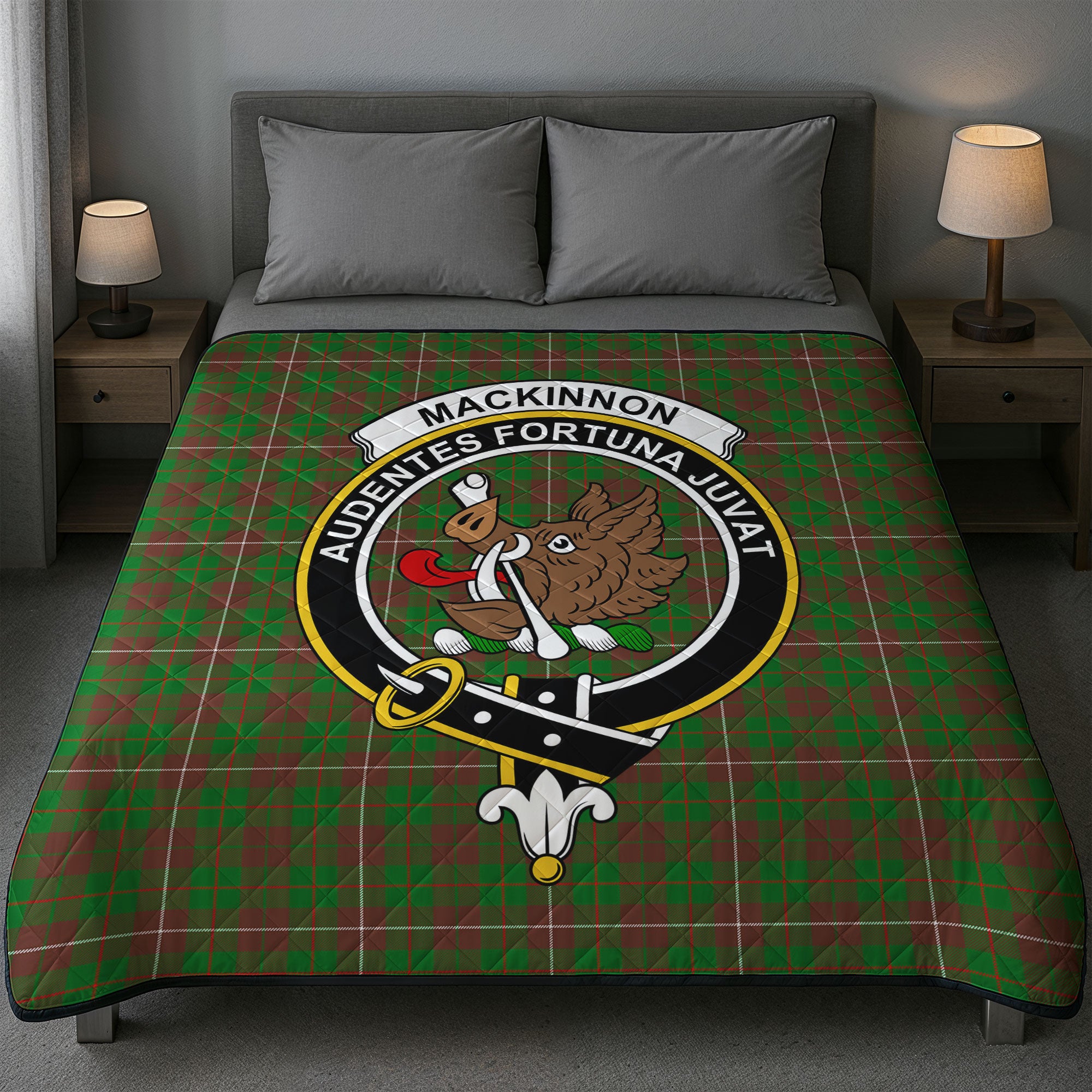 MacKinnon Hunting Modern Tartan Crest Quilt