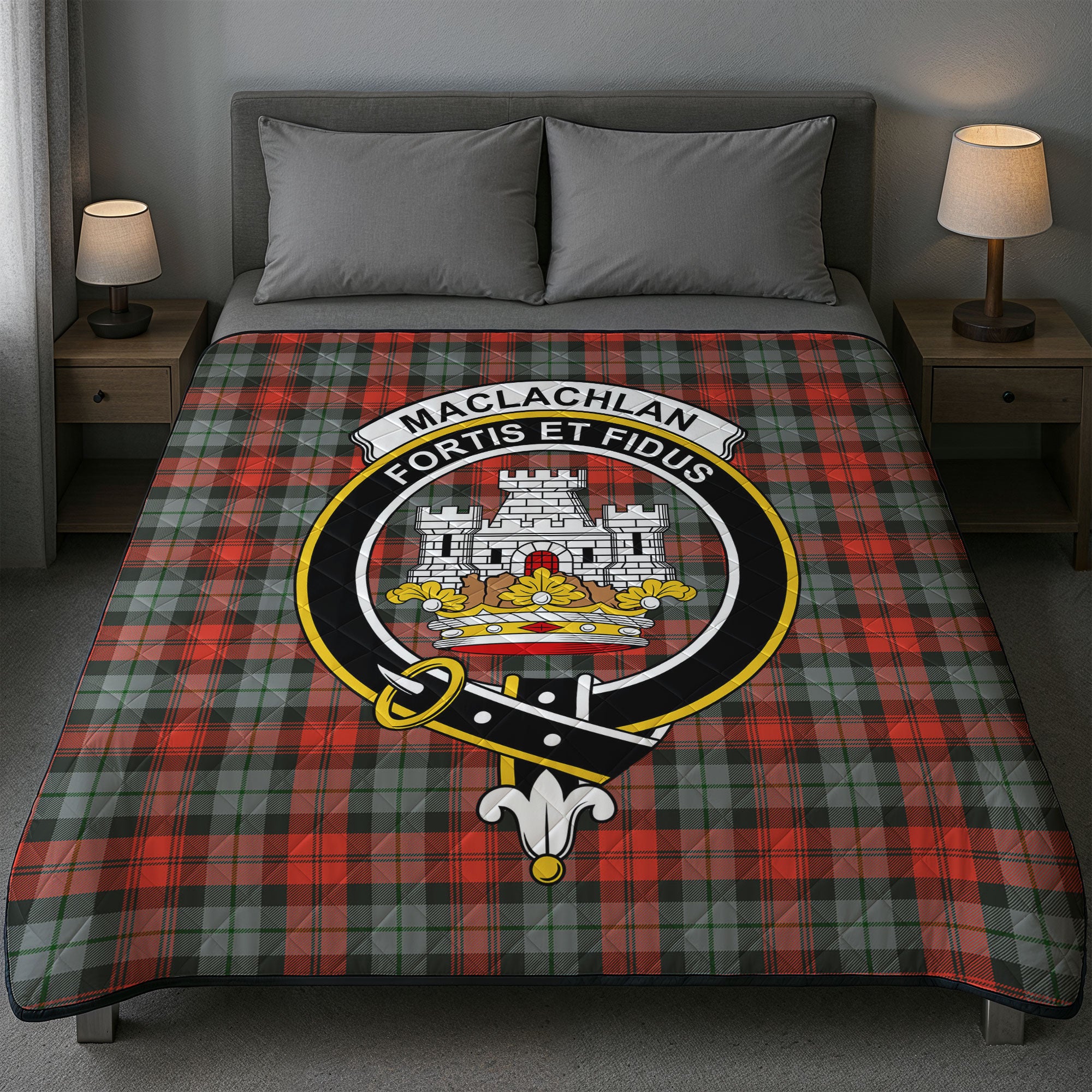 MacLachlan Weathered Tartan Crest Quilt