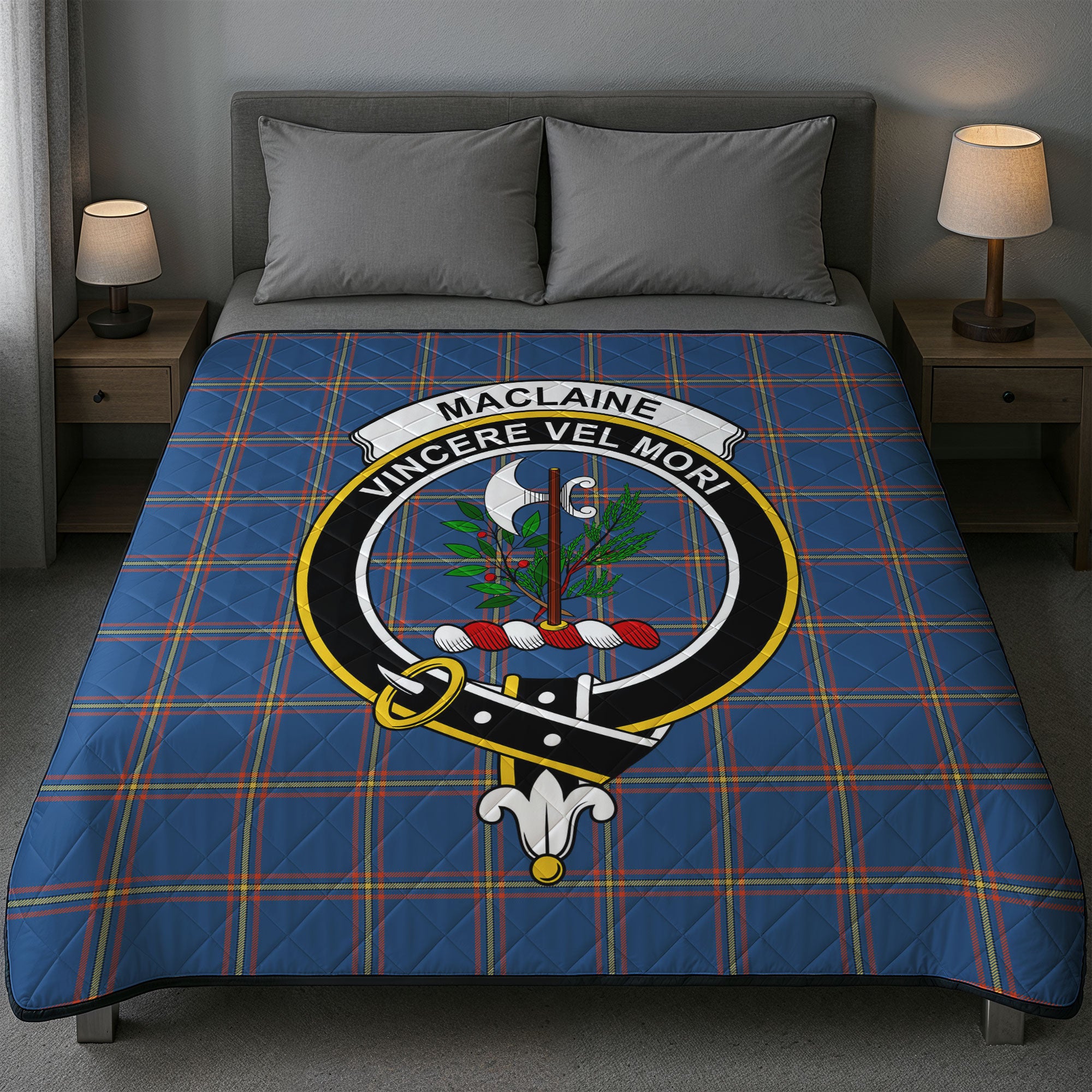 MacLaine of Loch Buie Hunting Ancient Tartan Crest Quilt