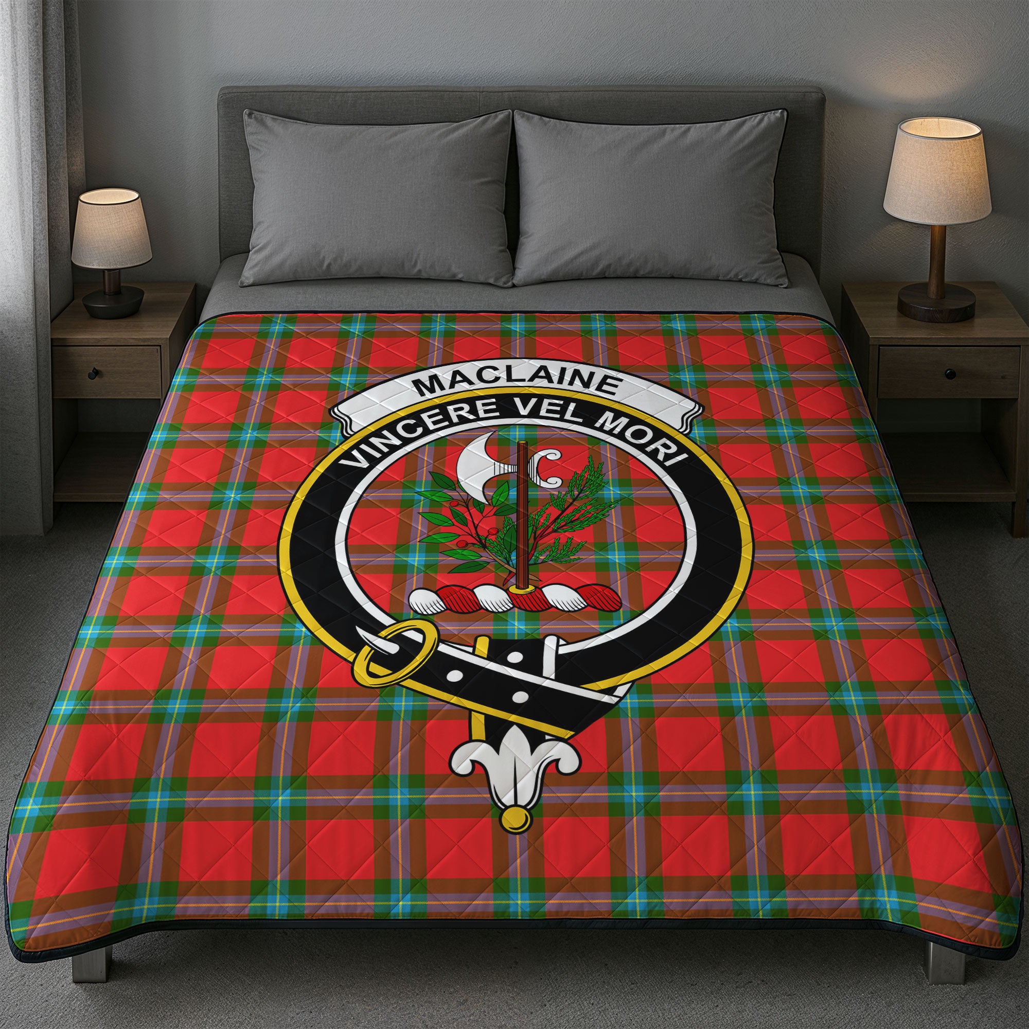 MacLaine of Loch Buie Tartan Crest Quilt