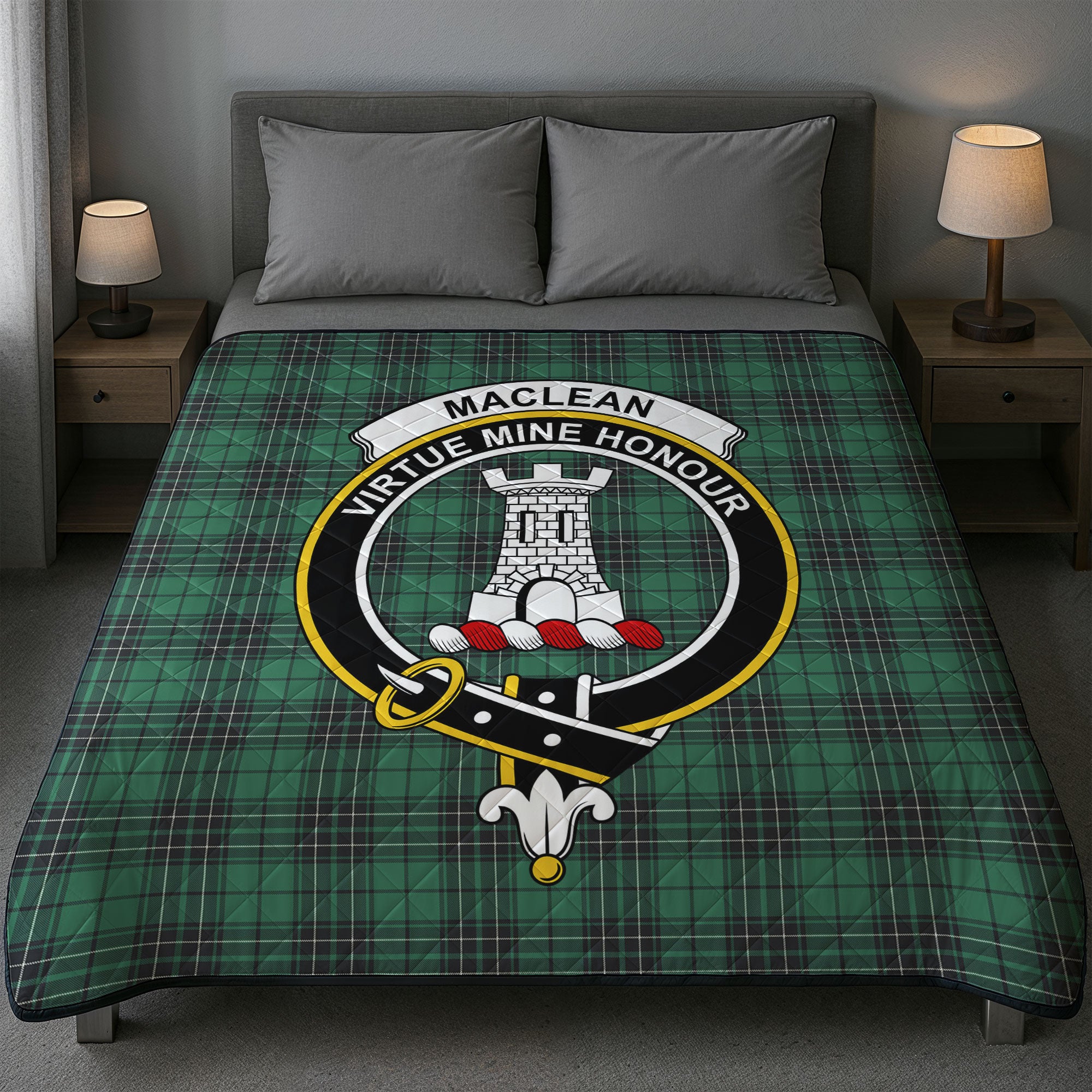 MacLean Hunting Ancient Tartan Crest Quilt