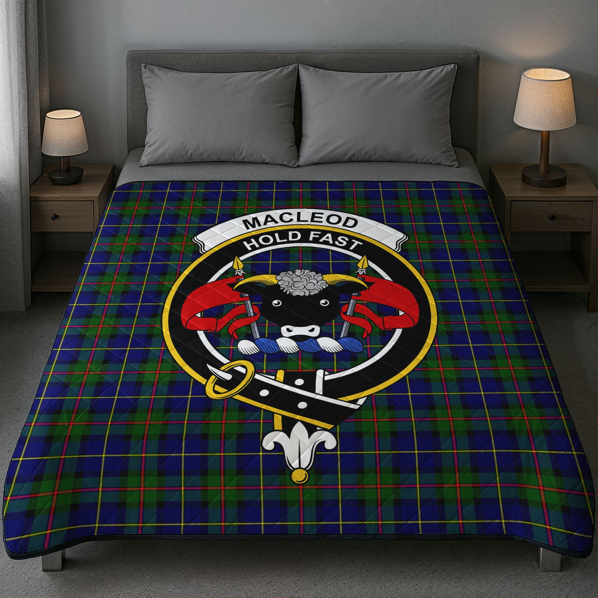 MacLeod of Harris Modern Tartan Crest Quilt