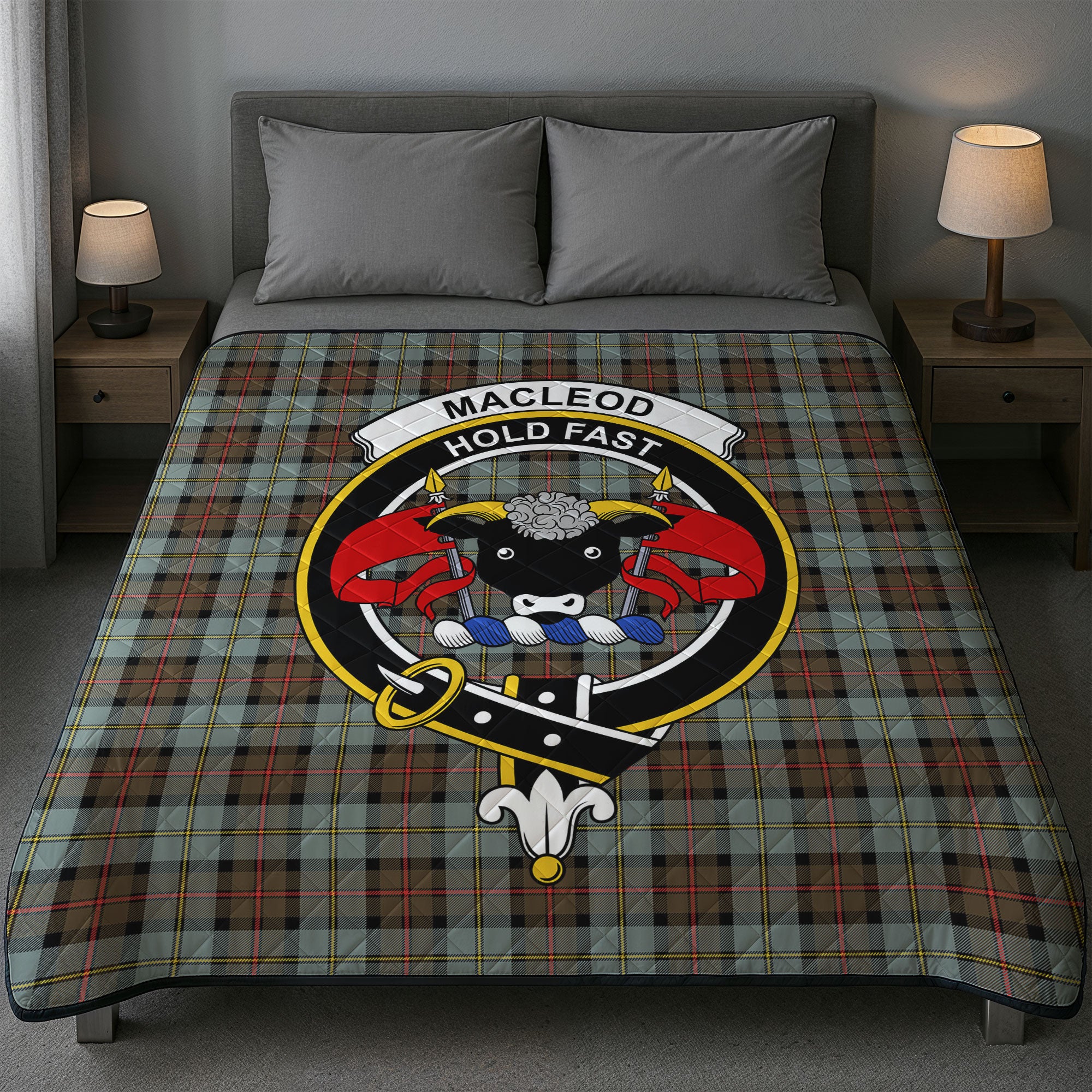 MacLeod of Harris Weathered Tartan Crest Quilt