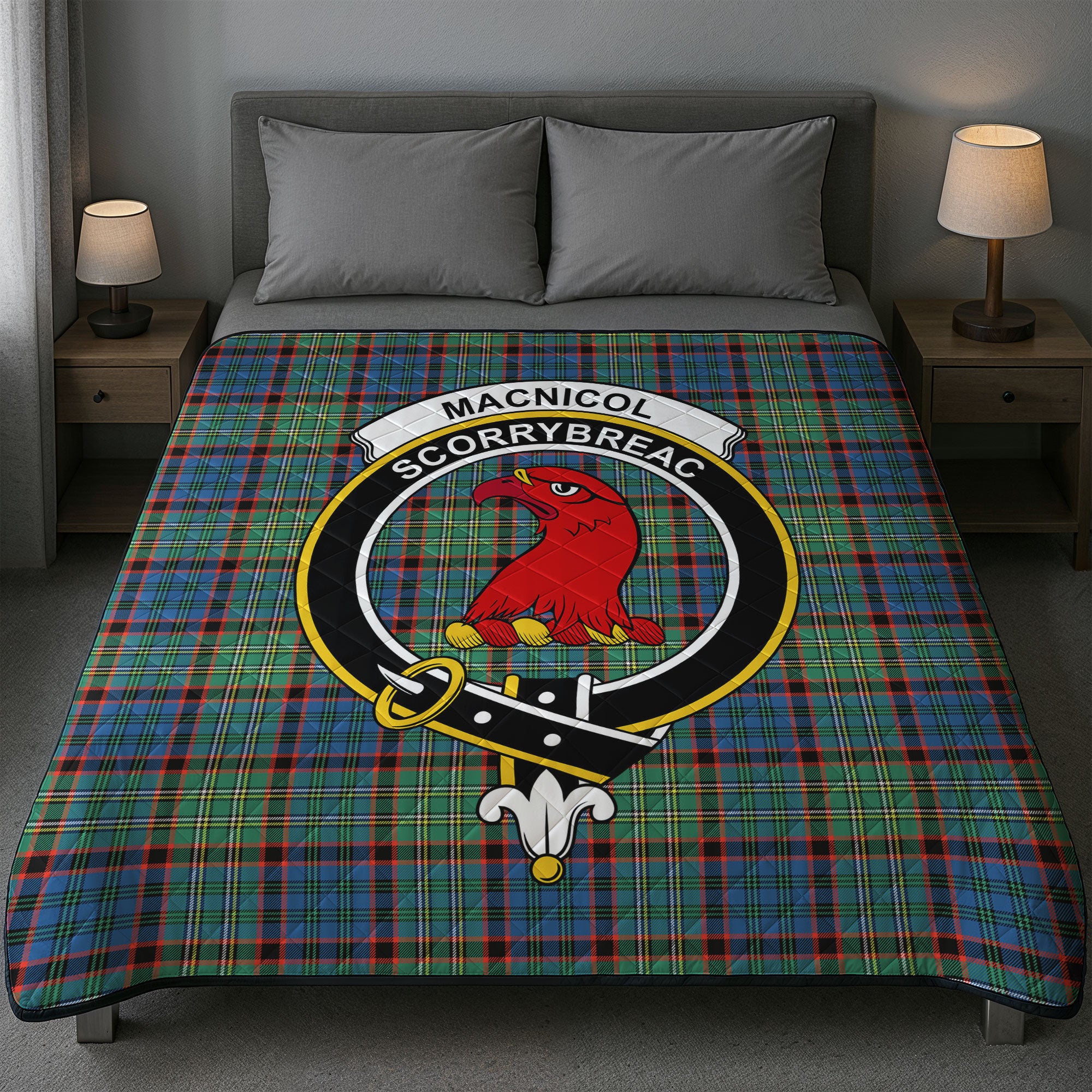 MacNicol Hunting Ancient Tartan Crest Quilt