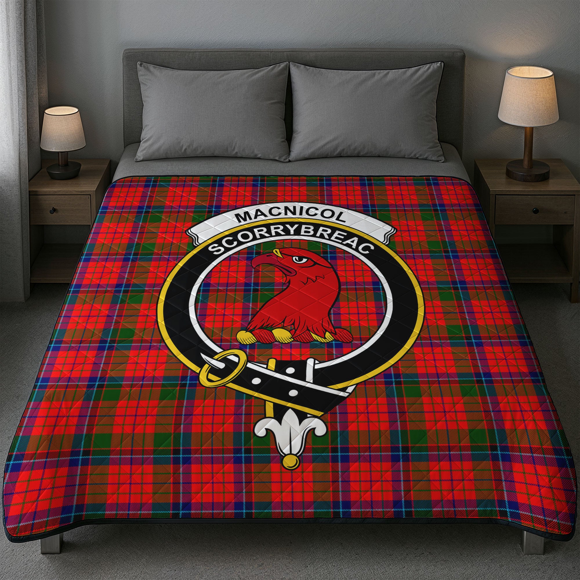 MacNicol (of Scorrybreac) Tartan Crest Quilt