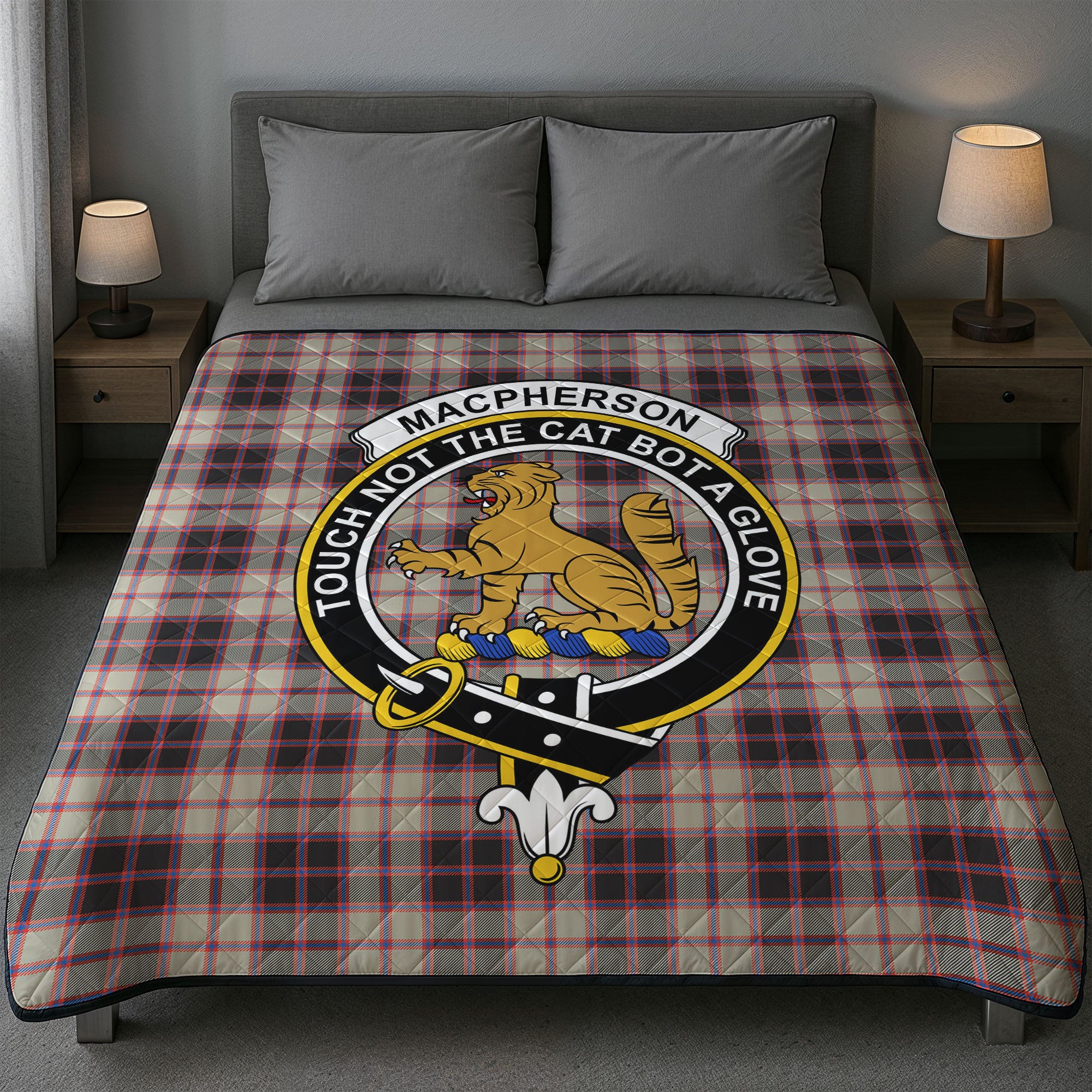MacPherson Hunting Ancient Tartan Crest Quilt