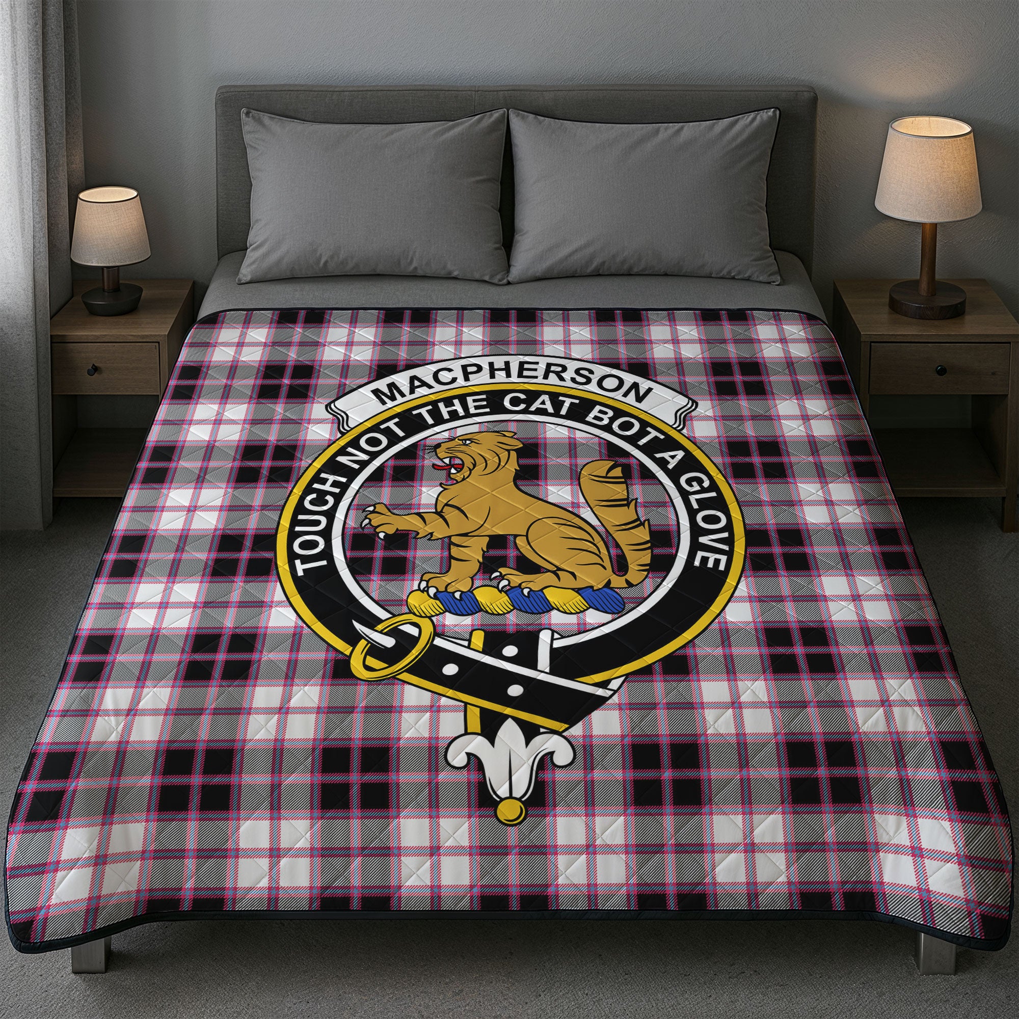 MacPherson Hunting Modern Tartan Crest Quilt