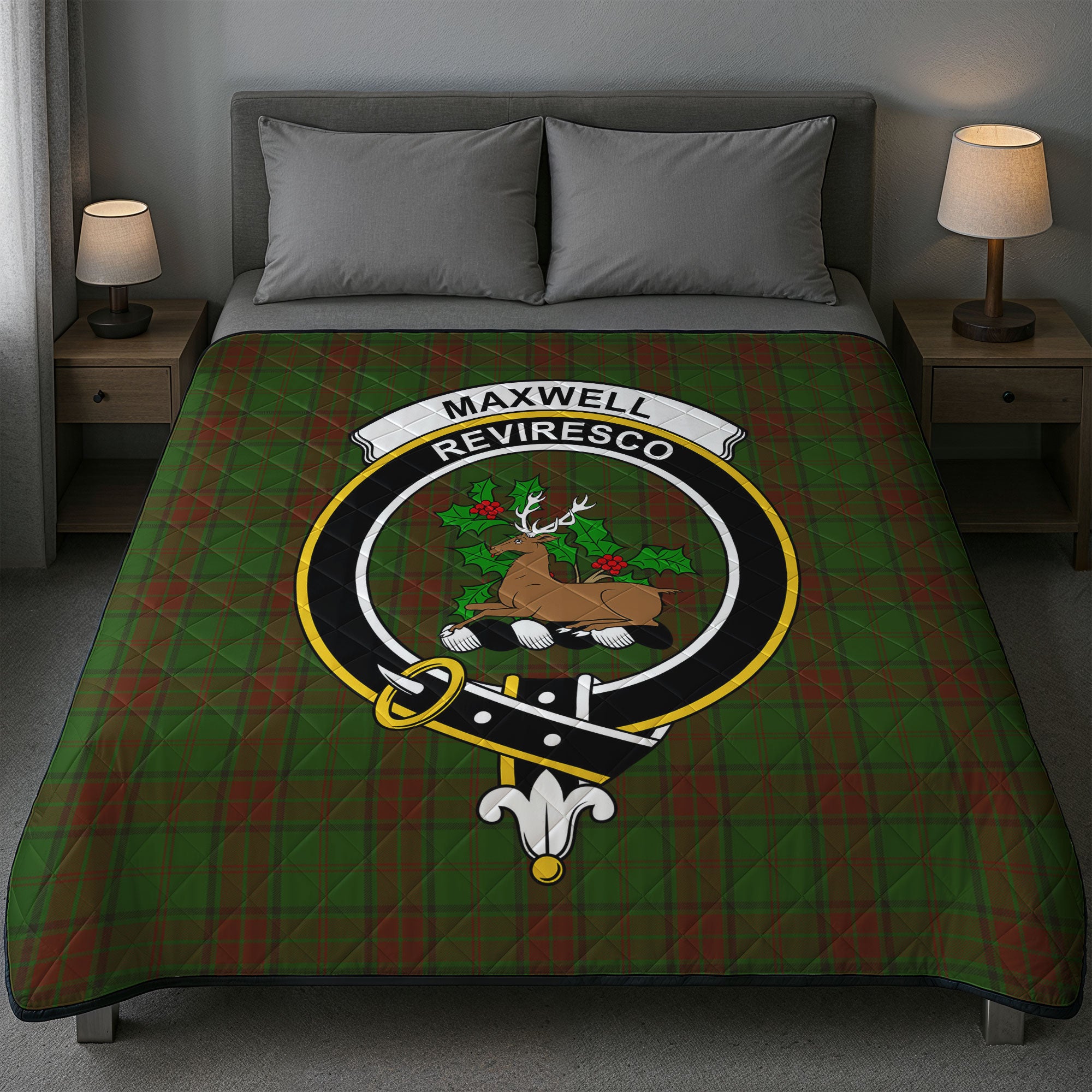 Maxwell Hunting Tartan Crest Quilt