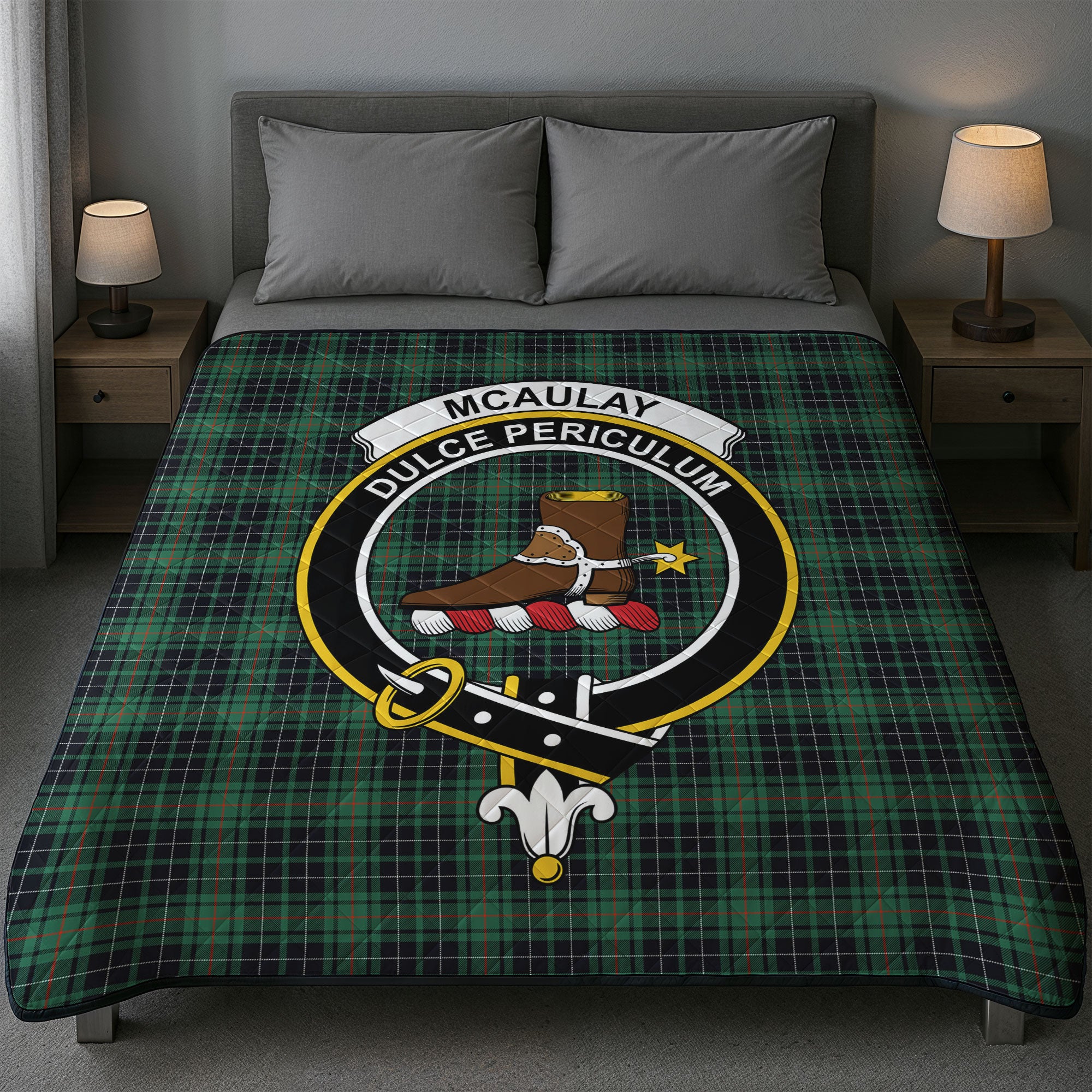 McAulay Hunting Ancient Tartan Crest Quilt