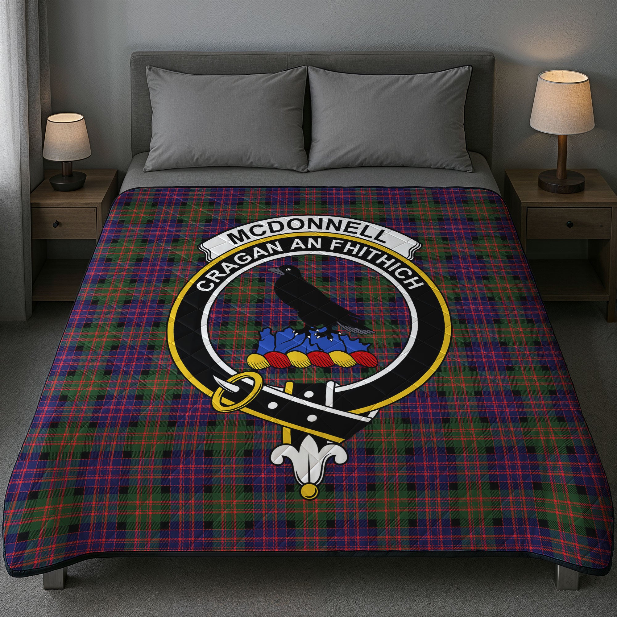 McDonnell of Glengarry Modern Tartan Crest Quilt