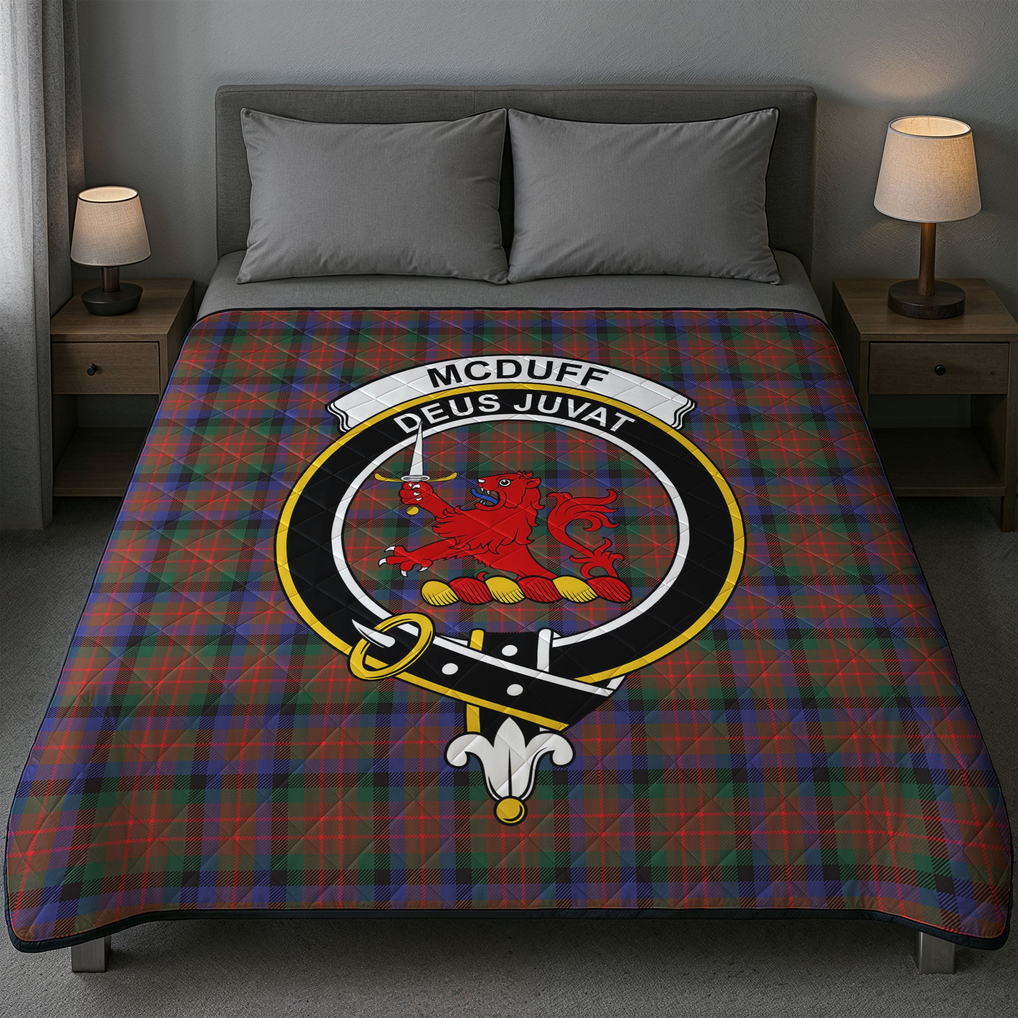 McDuff Hunting Modern Tartan Crest Quilt