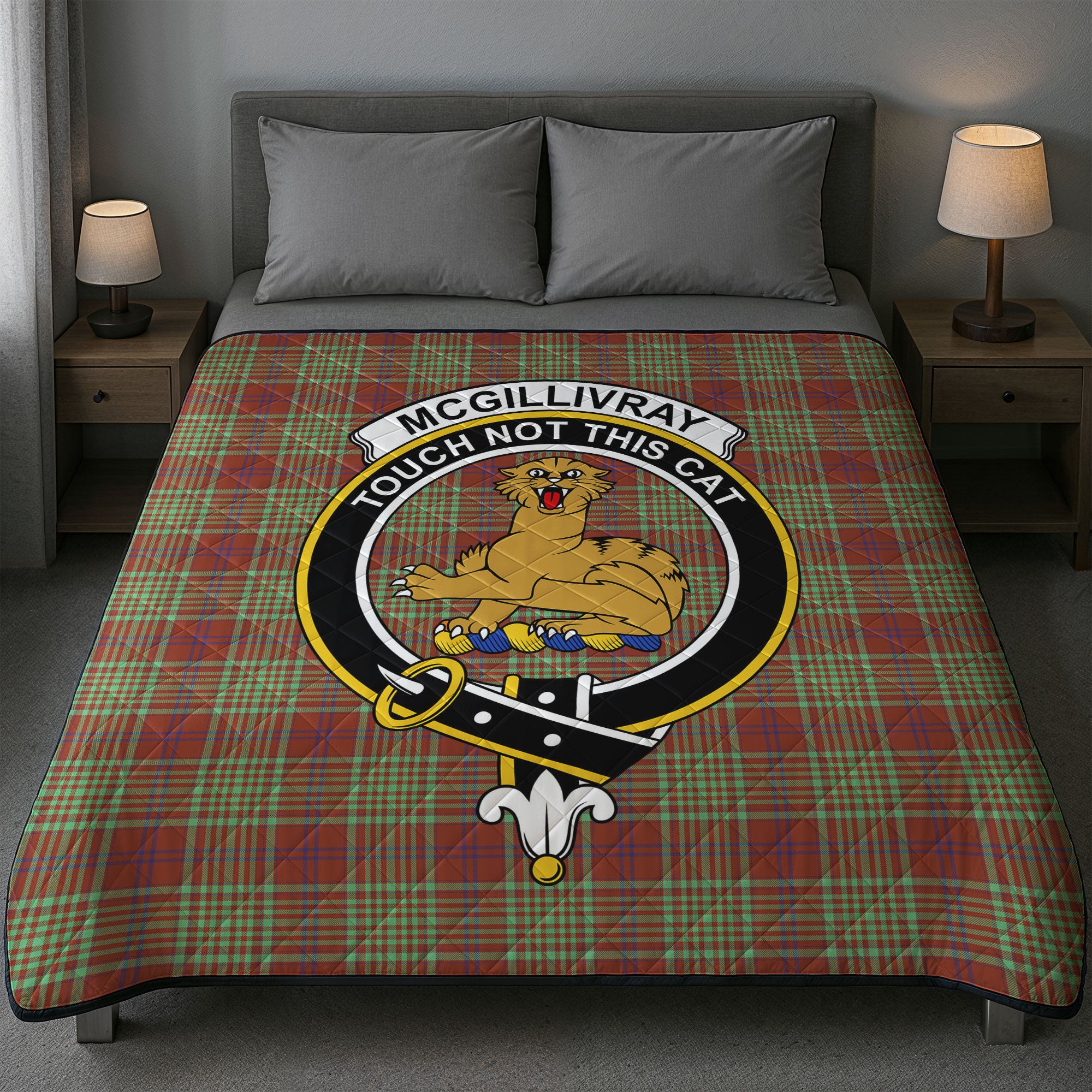 McGillivray Hunting Ancient Tartan Crest Quilt