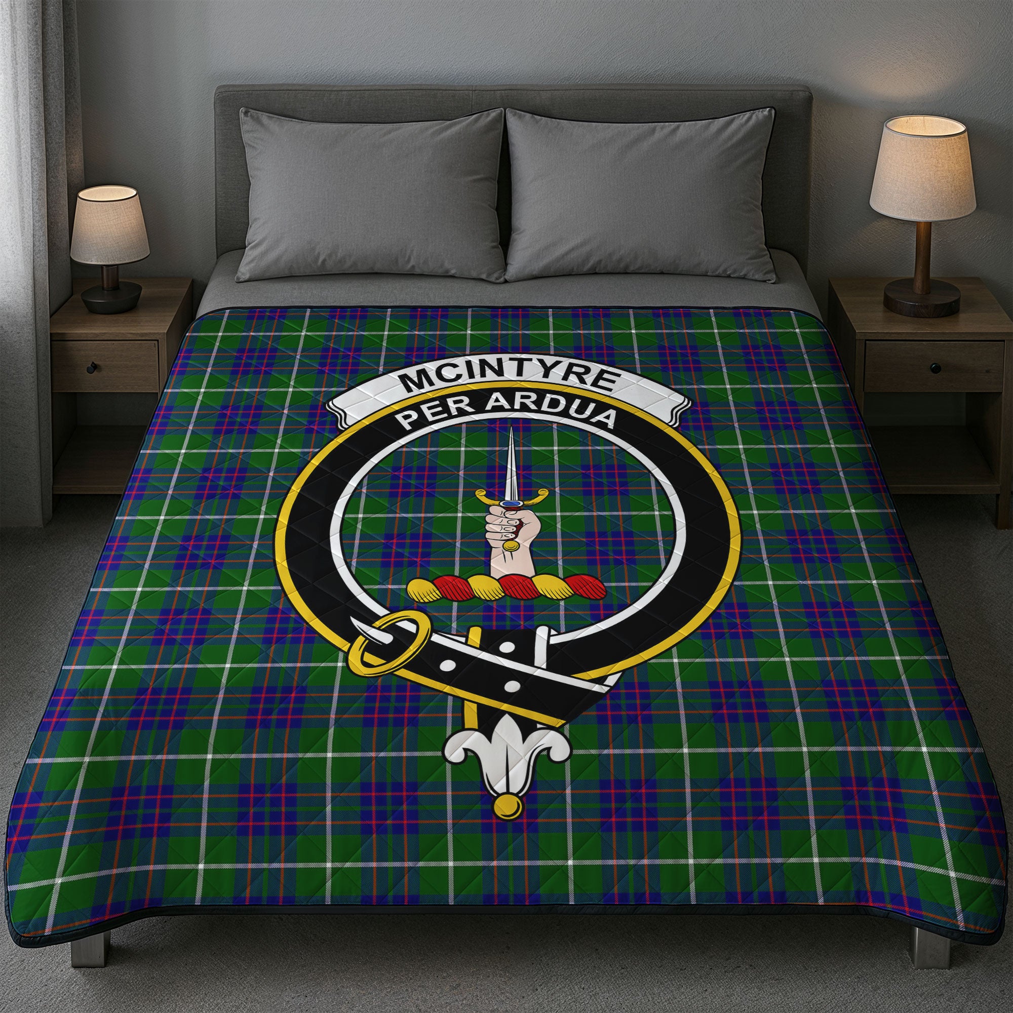 McIntyre Hunting Modern Tartan Crest Quilt