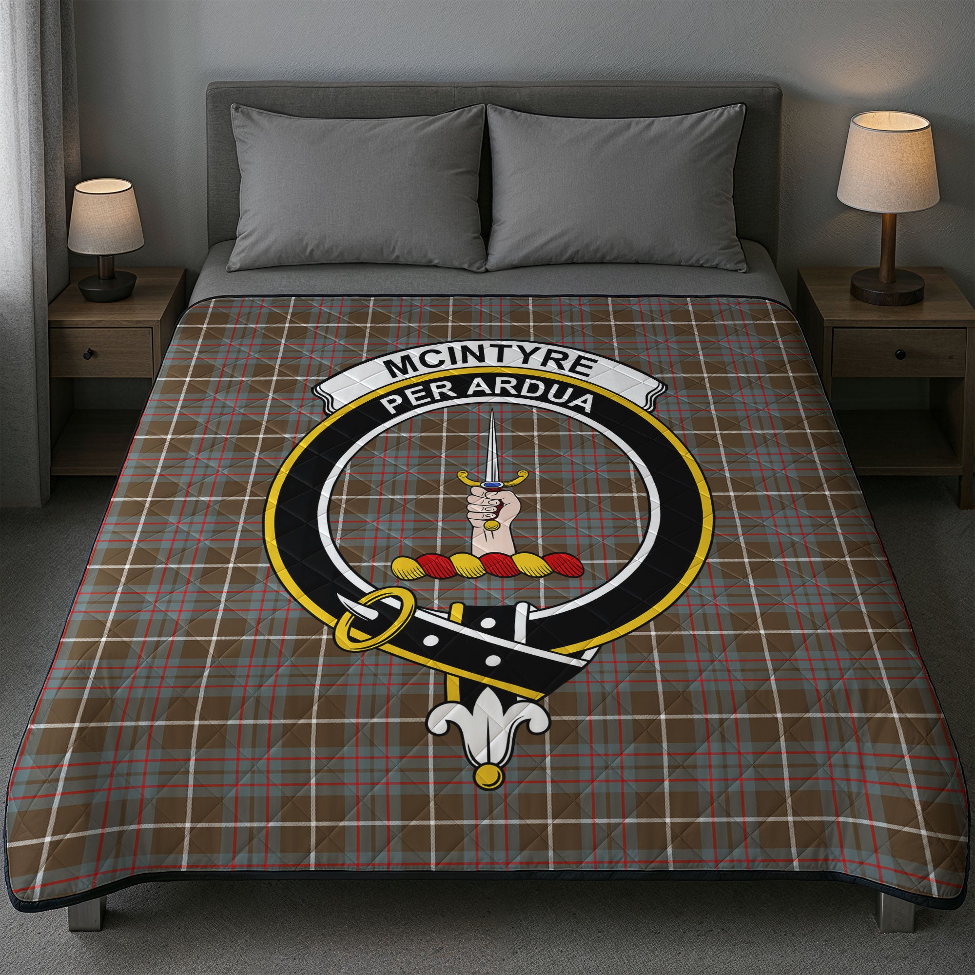 McIntyre Hunting Weathered Tartan Crest Quilt
