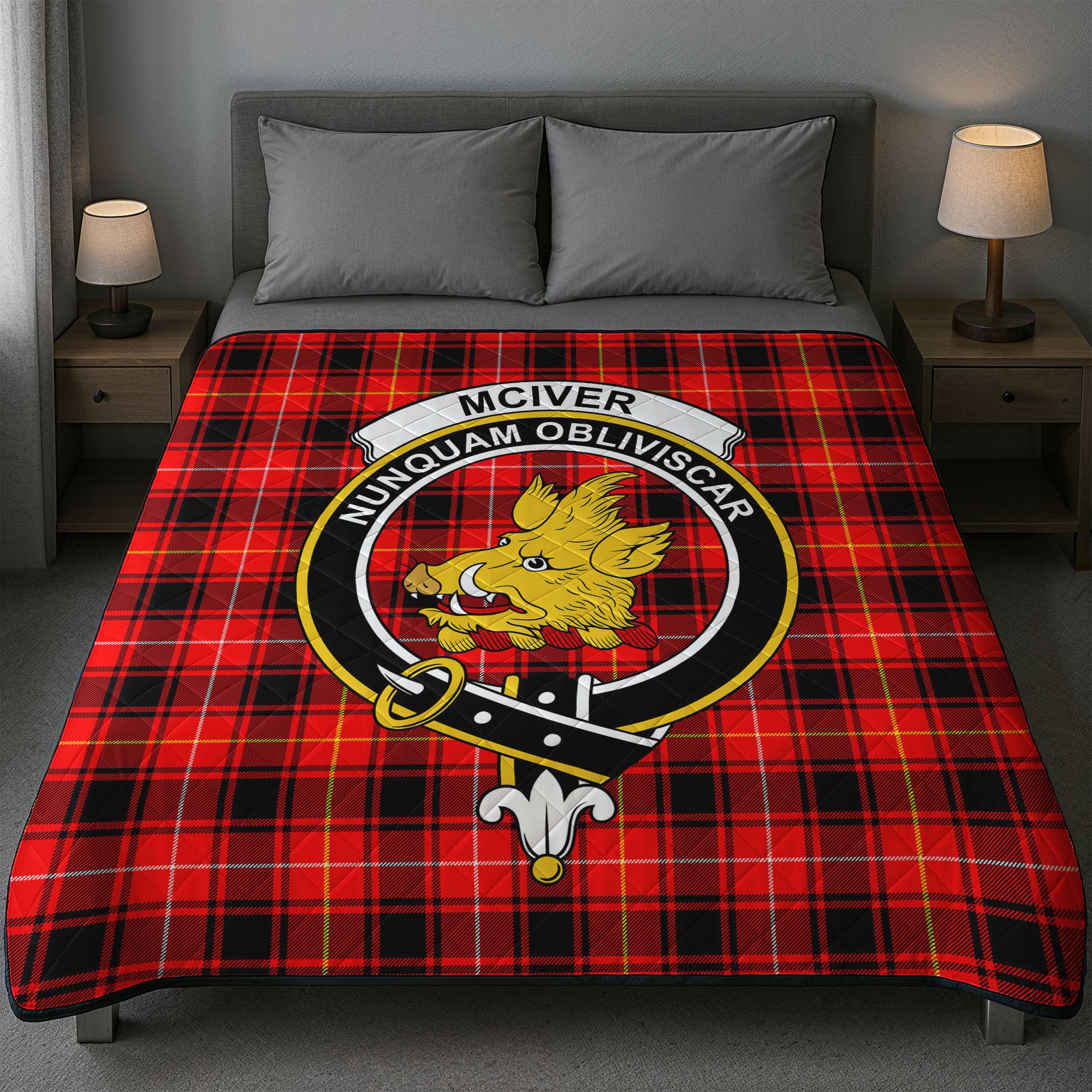 McIver Modern Tartan Crest Quilt