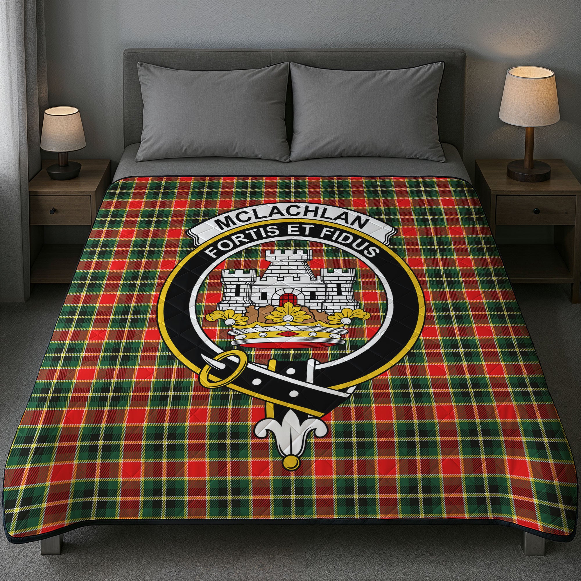 McLachlan Hunting Modern Tartan Crest Quilt