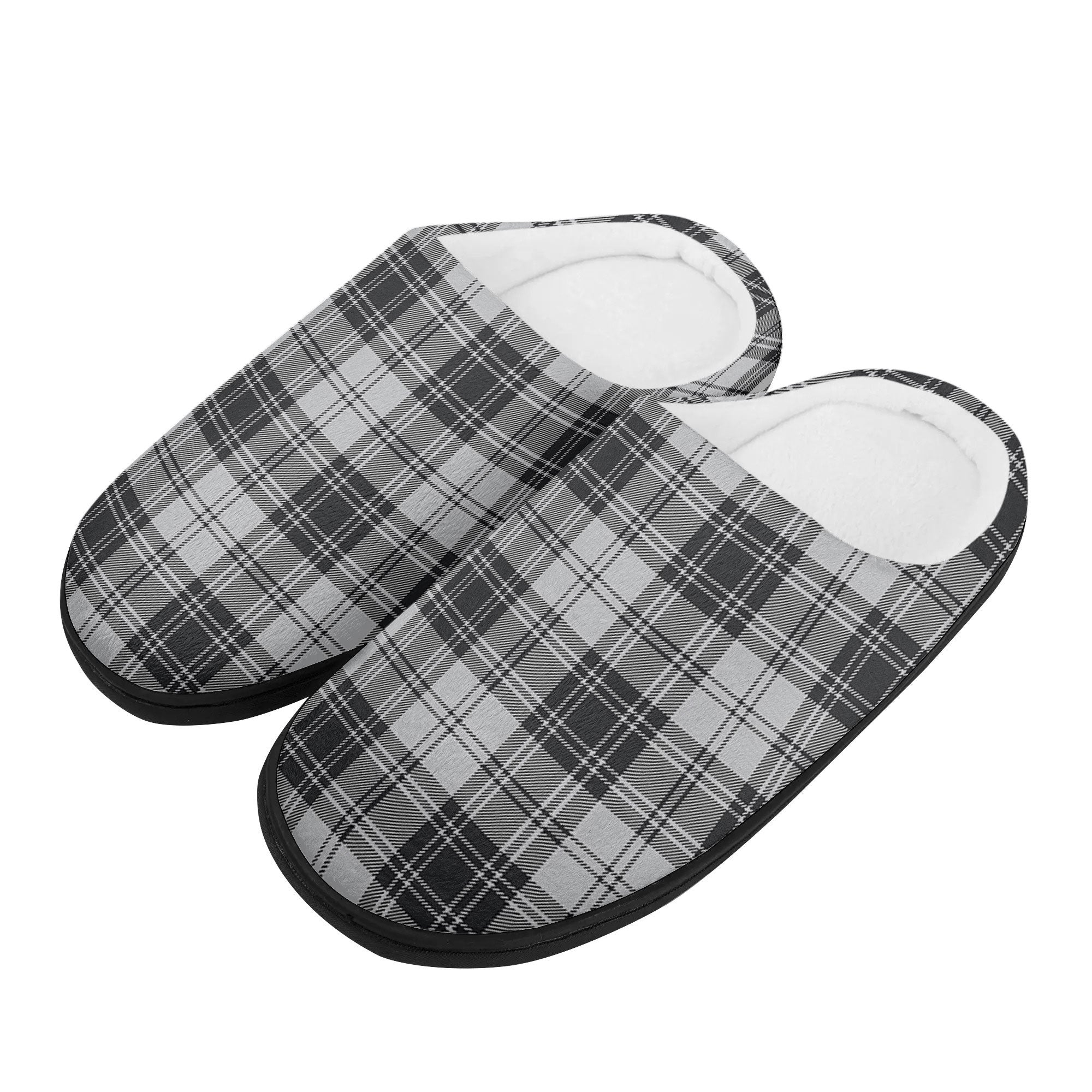 Douglas Grey Modern Tartan Slippers