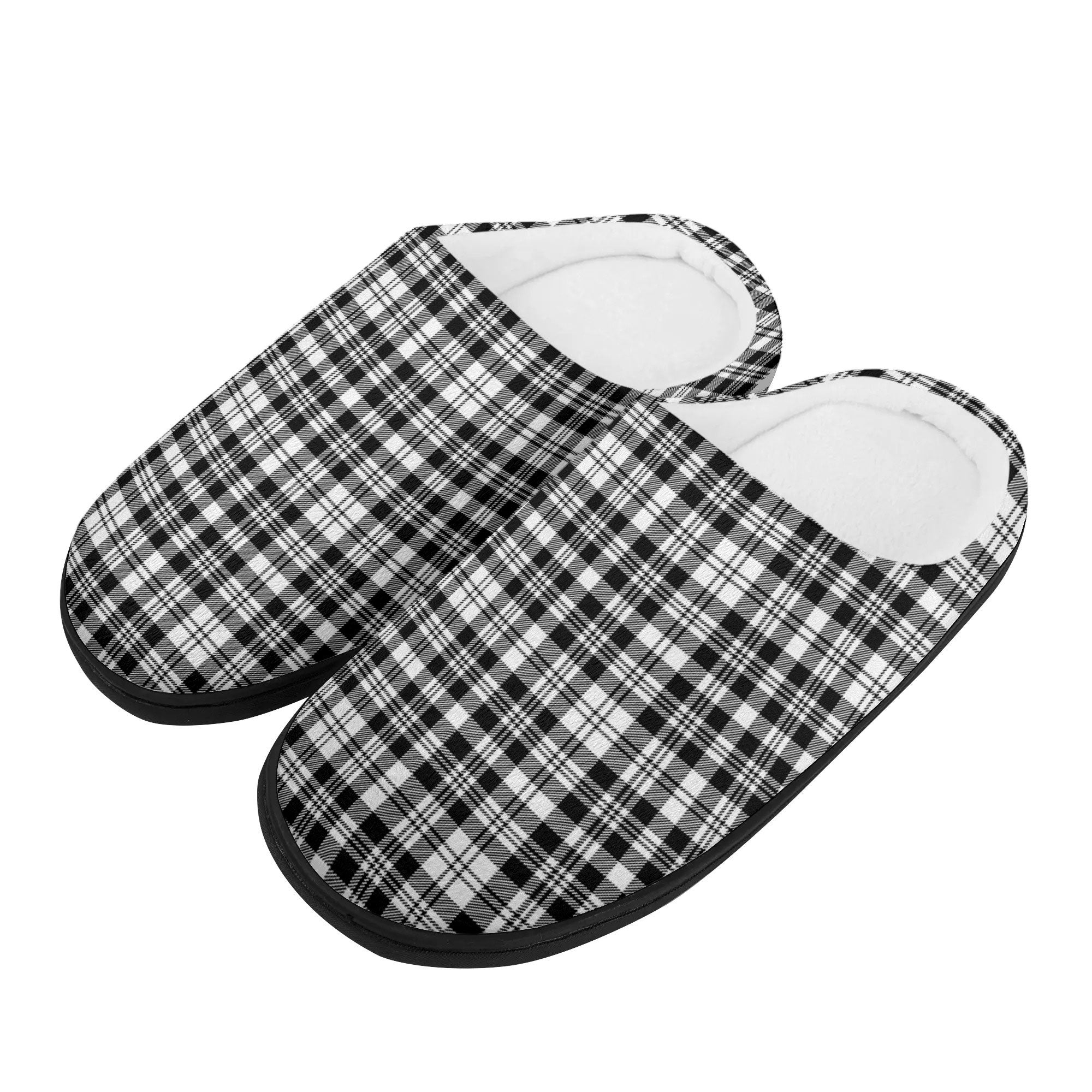 Scott Black & White Modern Tartan Slippers