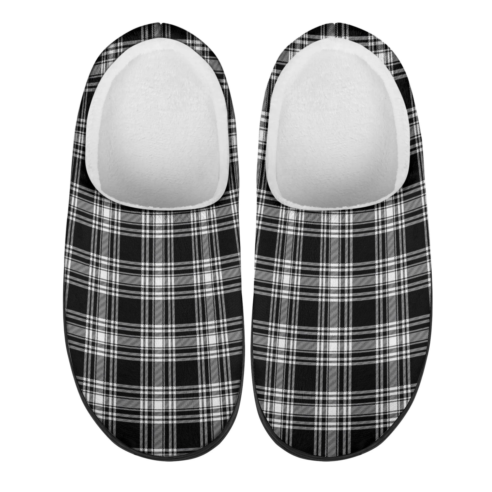 Menzies Black - White Modern Tartan Slippers