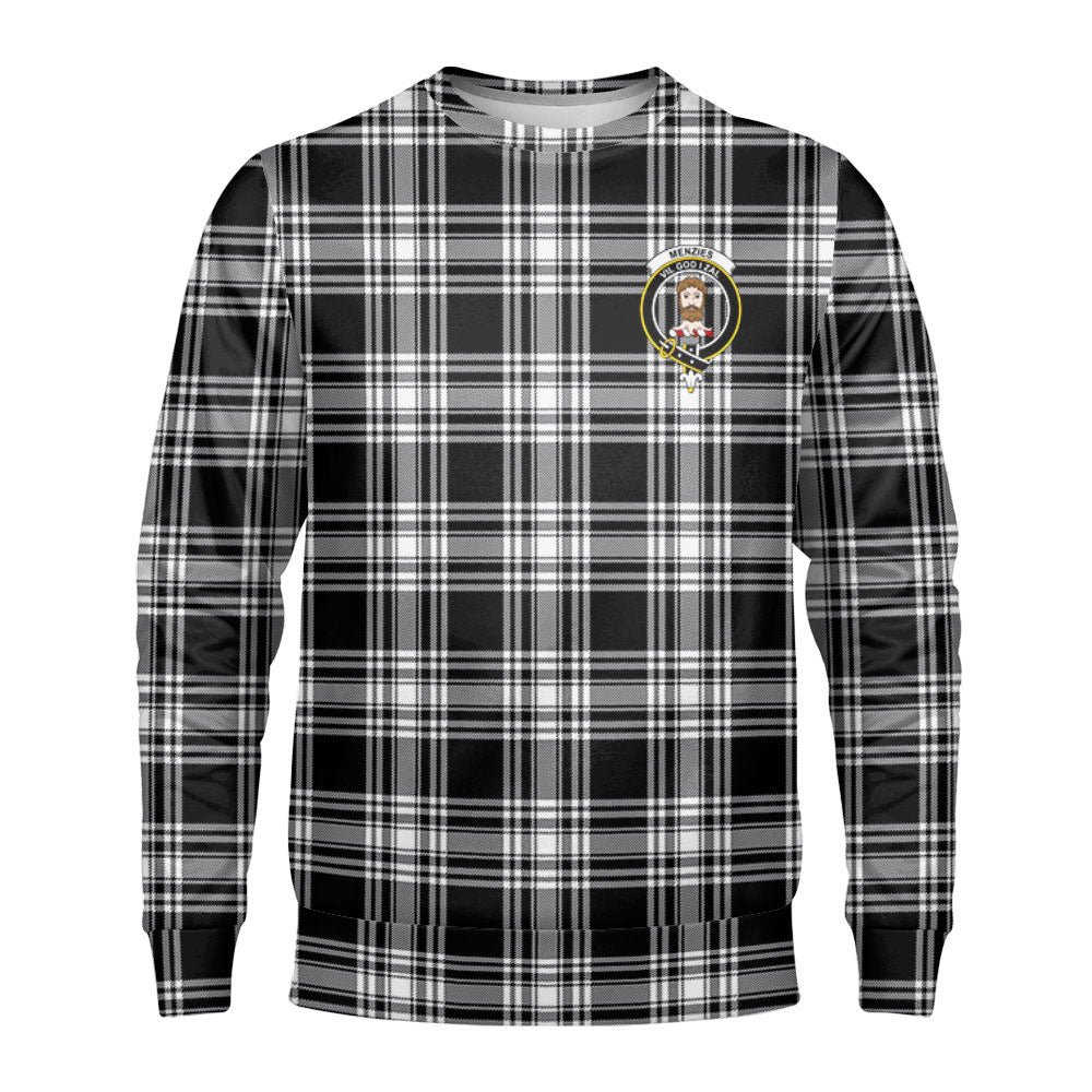 Menzies Black - White Modern Tartan Crest Sweatshirt