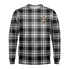 Menzies Black - White Modern Tartan Crest Sweatshirt