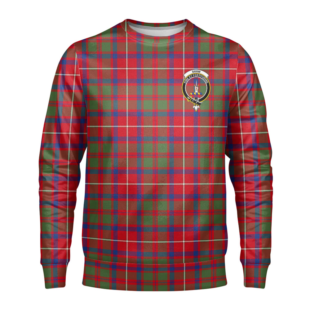 Shaw Red Modern Tartan Crest Sweatshirt