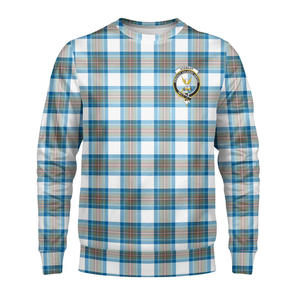 Stewart Muted Blue Tartan Crest Sweatshirt