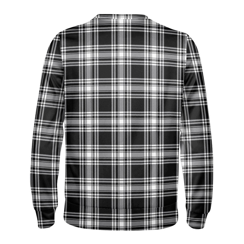 Menzies Black - White Modern Tartan Crest Sweatshirt