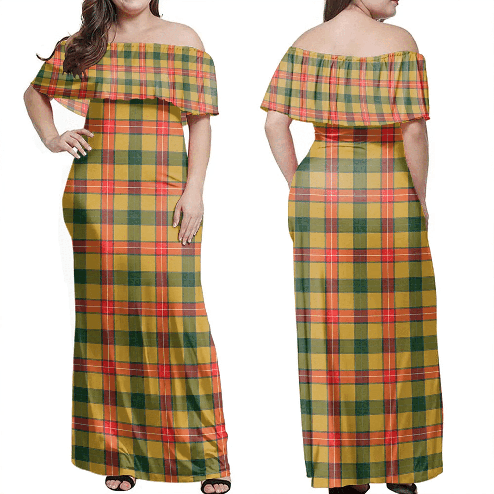 Baxter Tartan Off Shoulder Long Dress