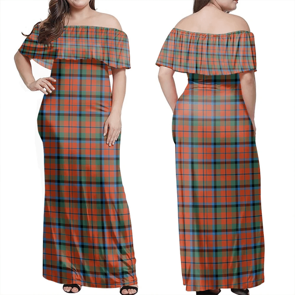 MacNaughton Ancient Tartan Off Shoulder Long Dress