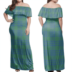 Montgomery Ancient Tartan Off Shoulder Long Dress