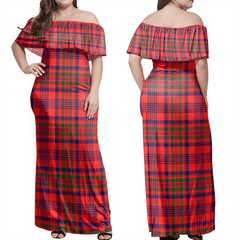 Murray Of Tulloch Modern Tartan Off Shoulder Long Dress