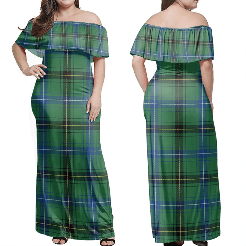 Henderson Ancient Tartan Off Shoulder Long Dress