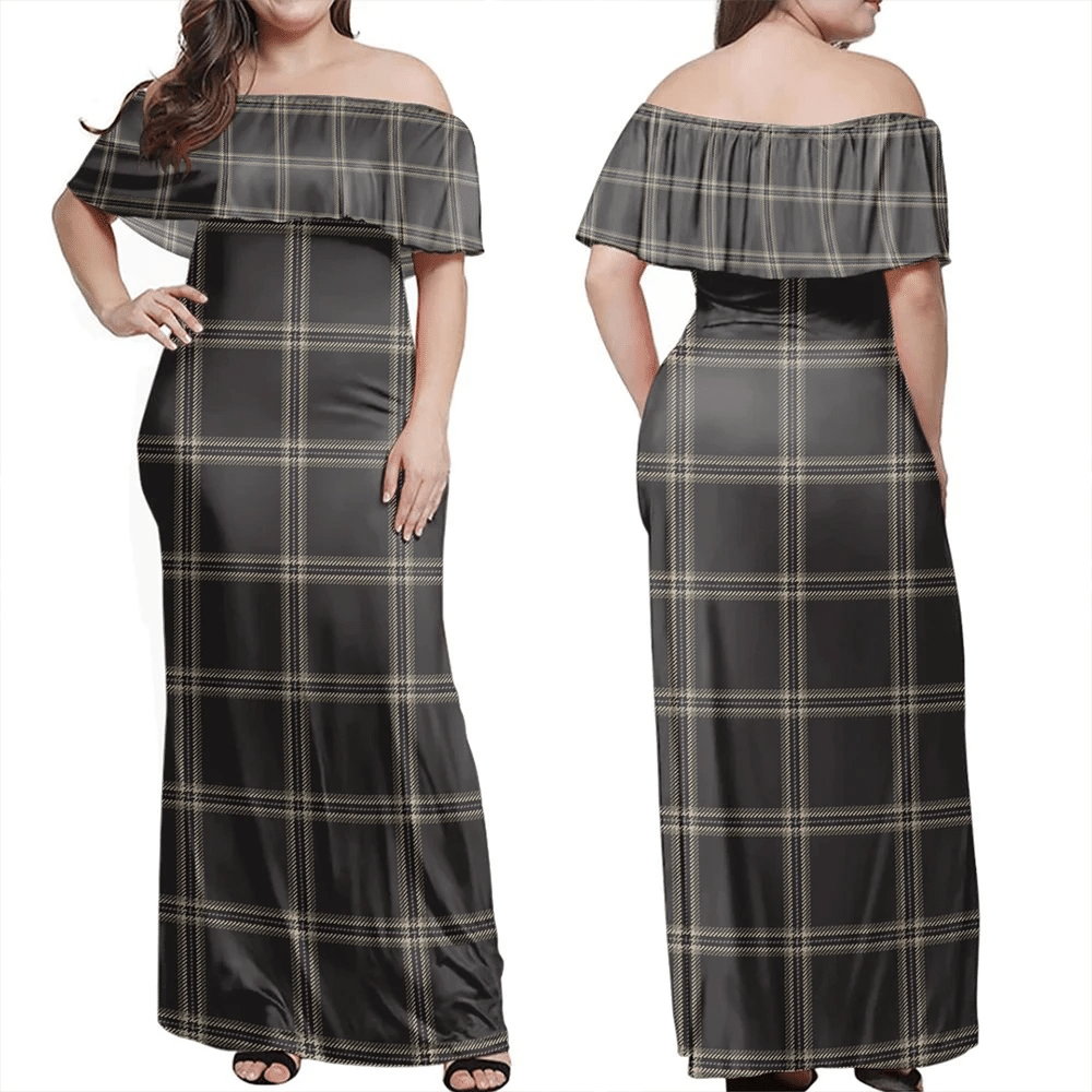 Eternity Tartan Off Shoulder Long Dress