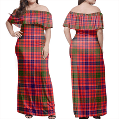 MacRae Modern Tartan Off Shoulder Long Dress